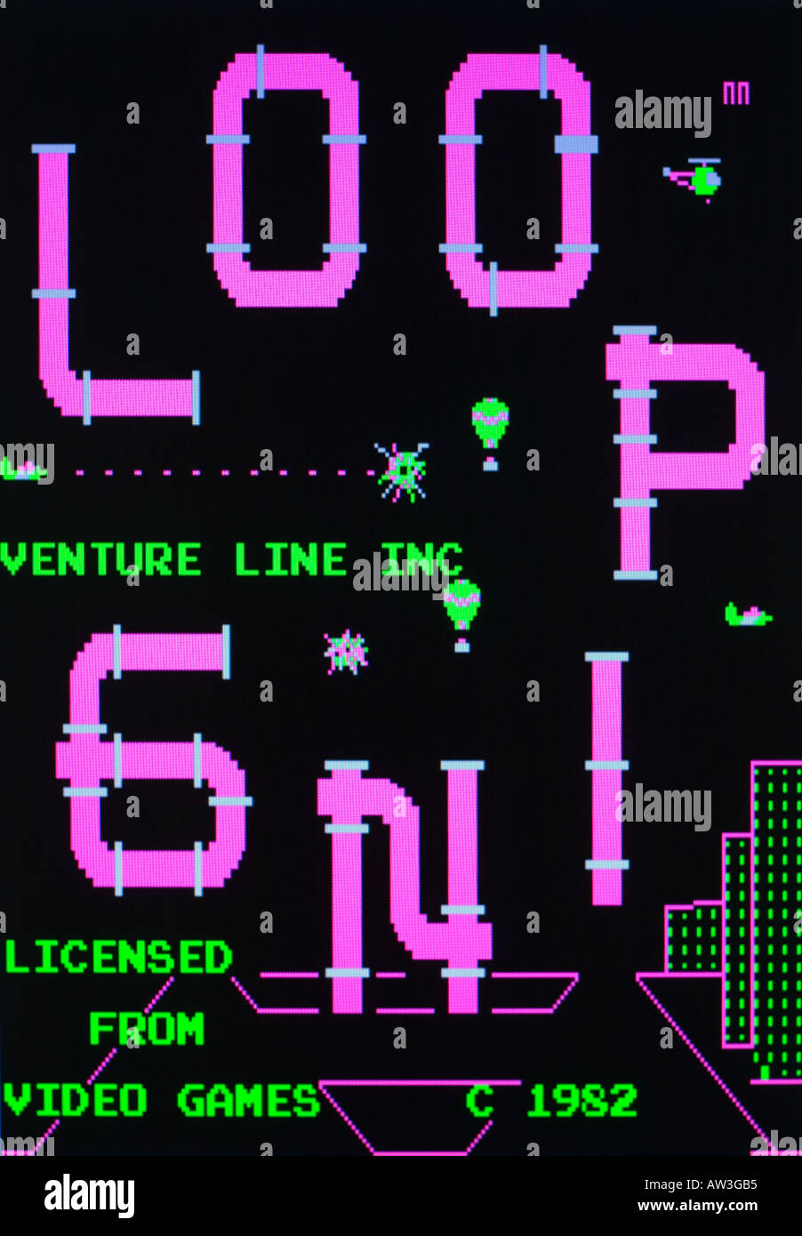 Looping Venture Line Inc. 1982 Vintage Arcade Videospiel Screenshot - nur zur redaktionellen Nutzung Stockfoto