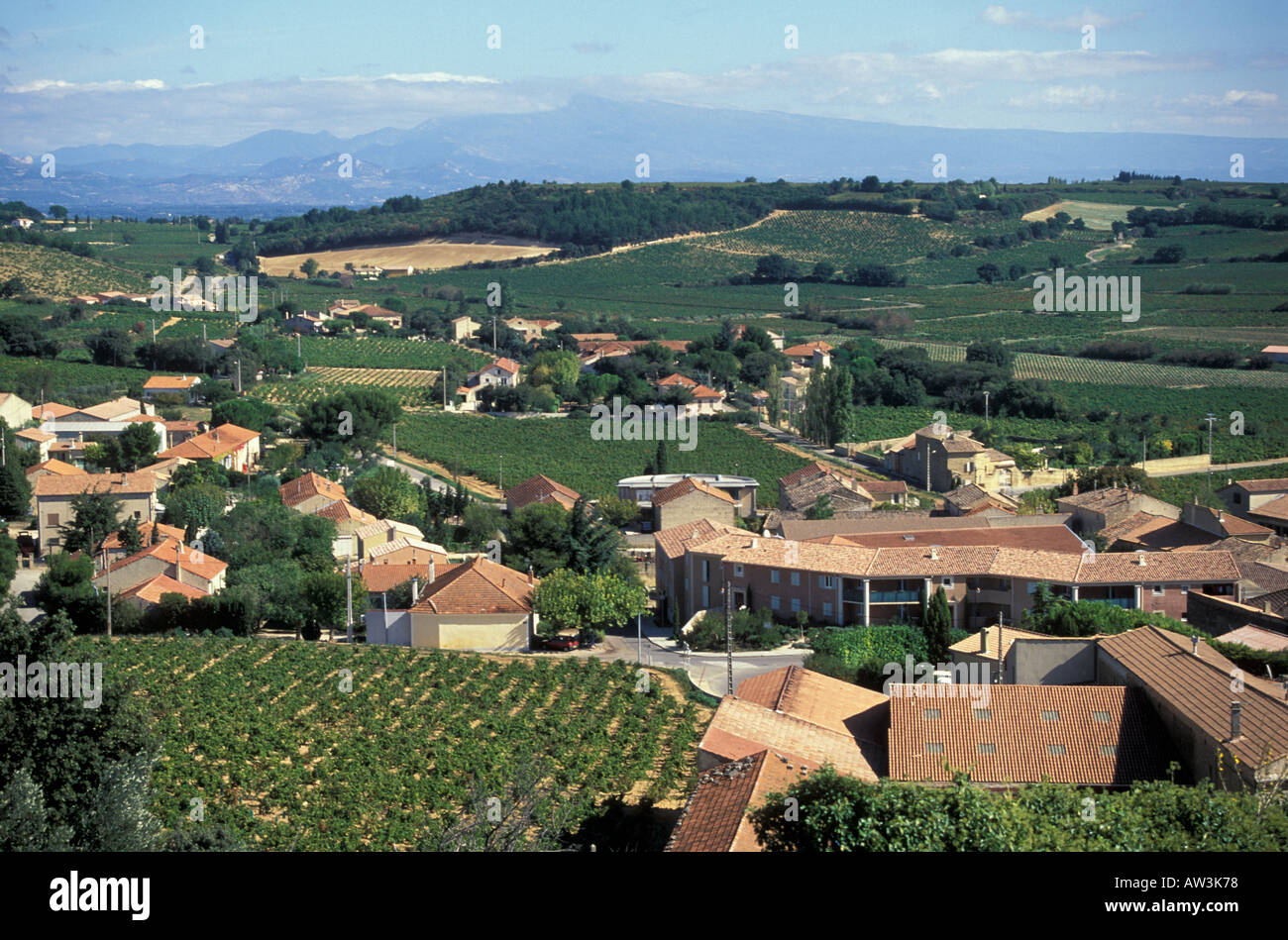 Blick von Châteauneuf-du-Pape, Provence, Frankreich Stockfoto