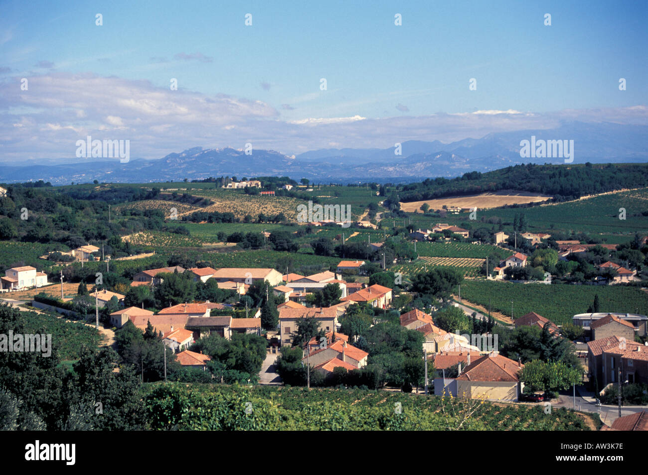 Blick von Châteauneuf-du-Pape, Provence, Frankreich Stockfoto