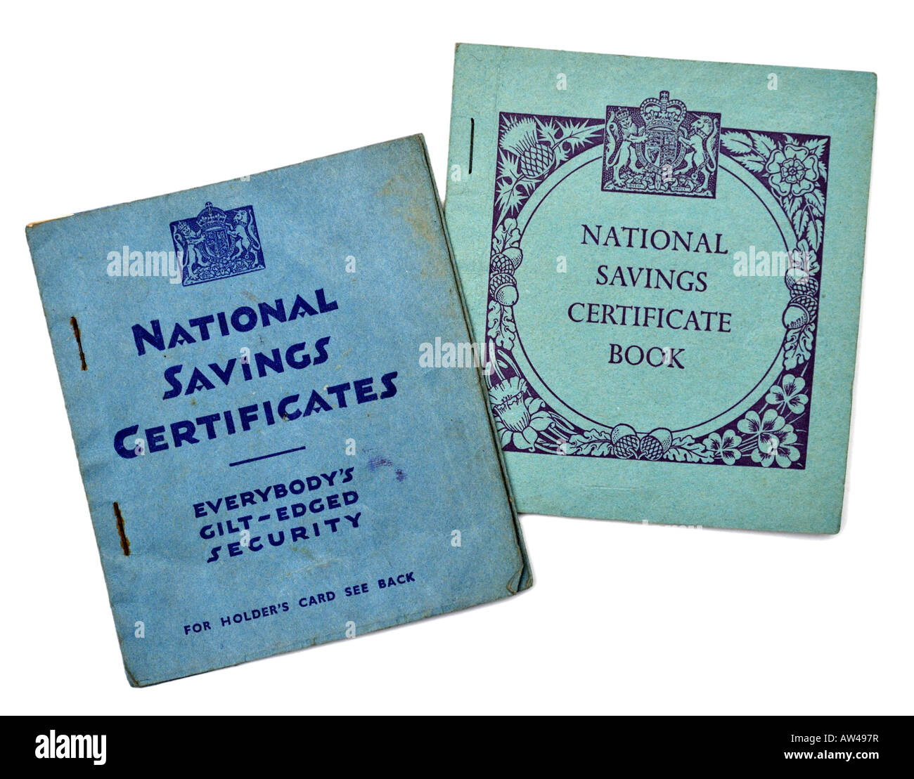 Nationalen Ersparnisse Zertifikat Bücher 1940s 1950s nur zur redaktionellen Verwendung Stockfoto