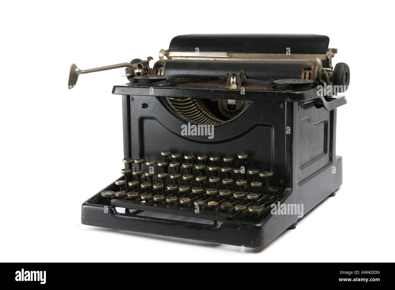 Eine alte antike Schreibmaschine isoliert auf weiss Stockfoto