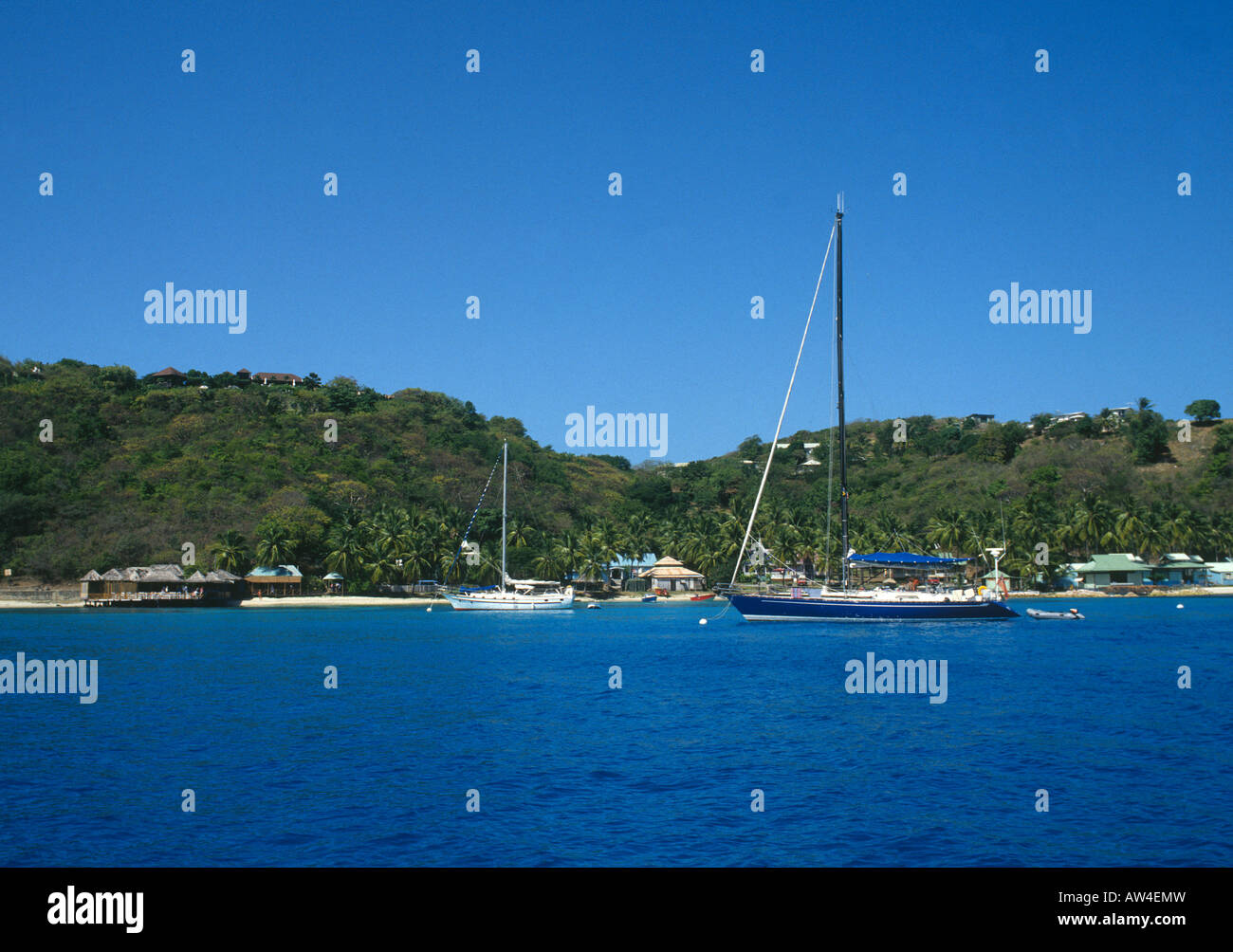 Die Insel Mustique in der Karibik Grenadinen Stockfoto