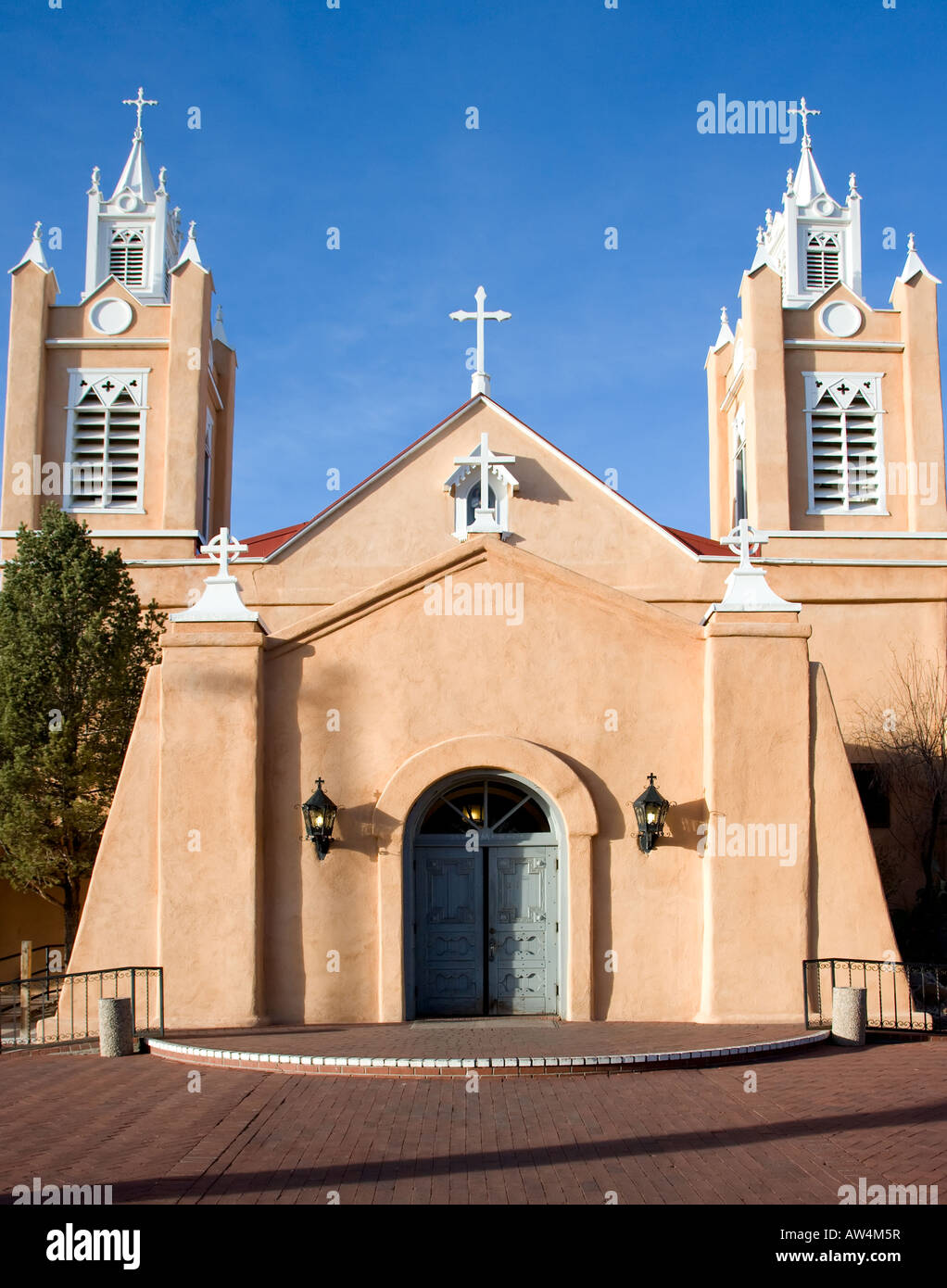 Kirche San Felipe Neri de Albuquerque Stockfoto