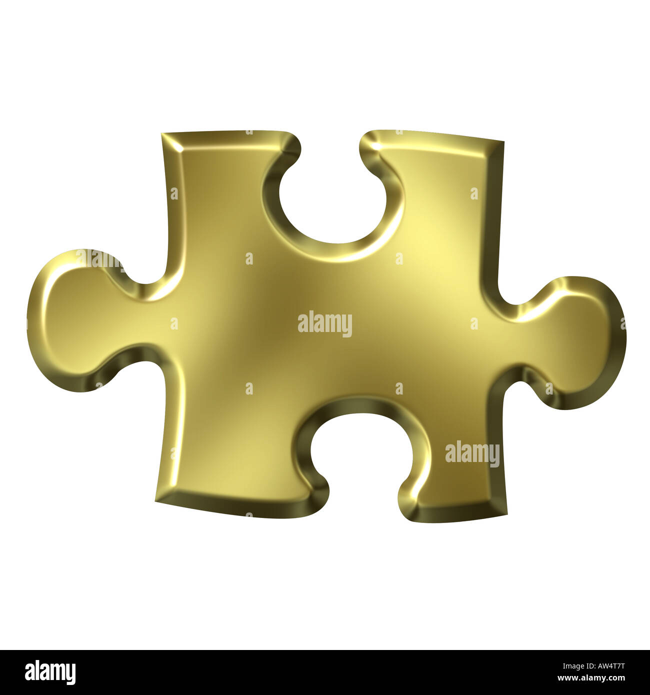 3D golden Puzzleteil Stockfoto