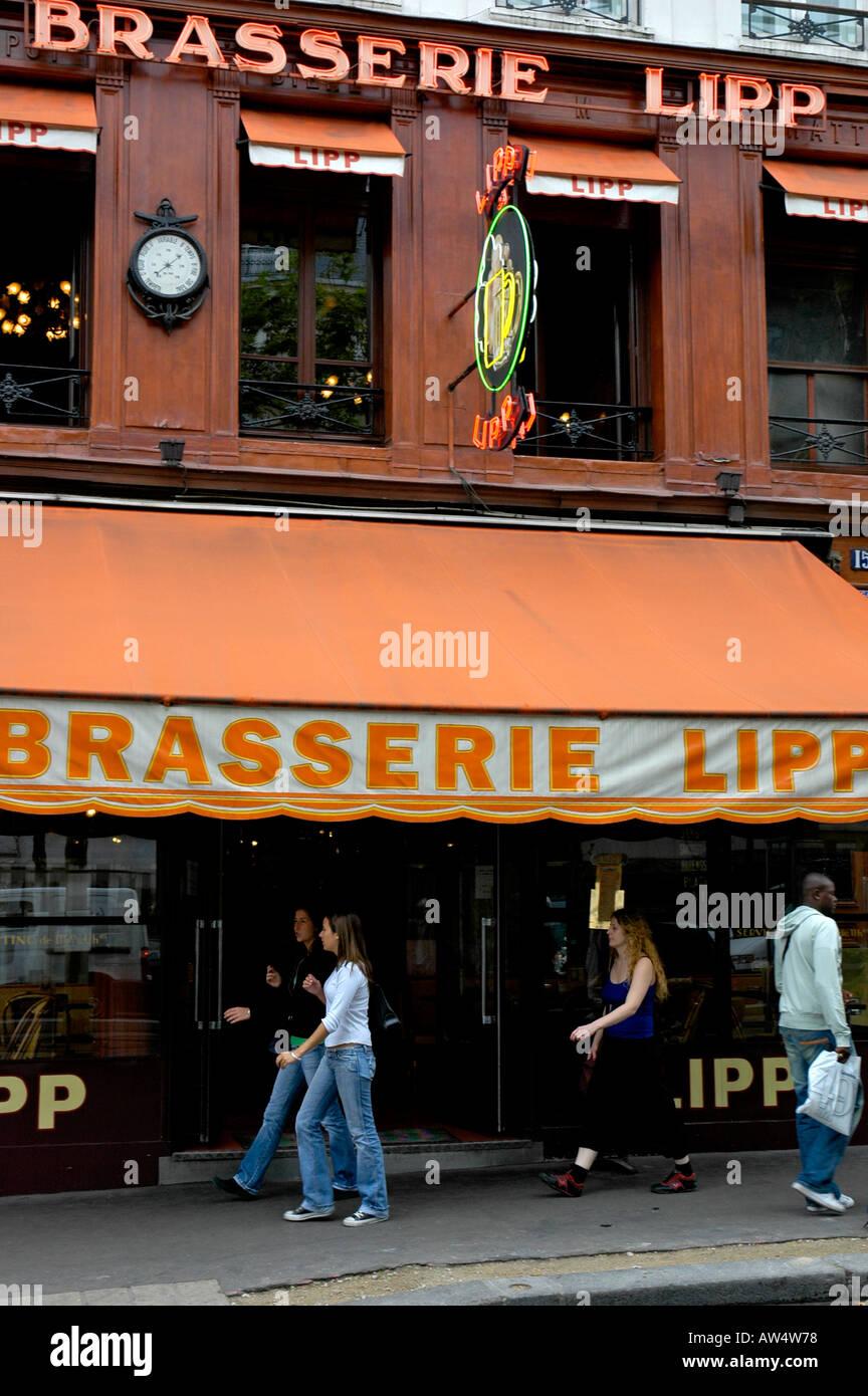Brasserie Lipp St Germain des Prés Boulevard Saint Germain Paris, Frankreich Stockfoto