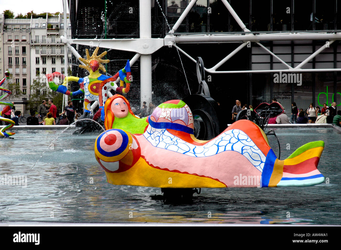 Strawinsky-Brunnen von Niki de Saint Phalle und Jean Tinguely Beaubourg Paris, Frankreich Stockfoto