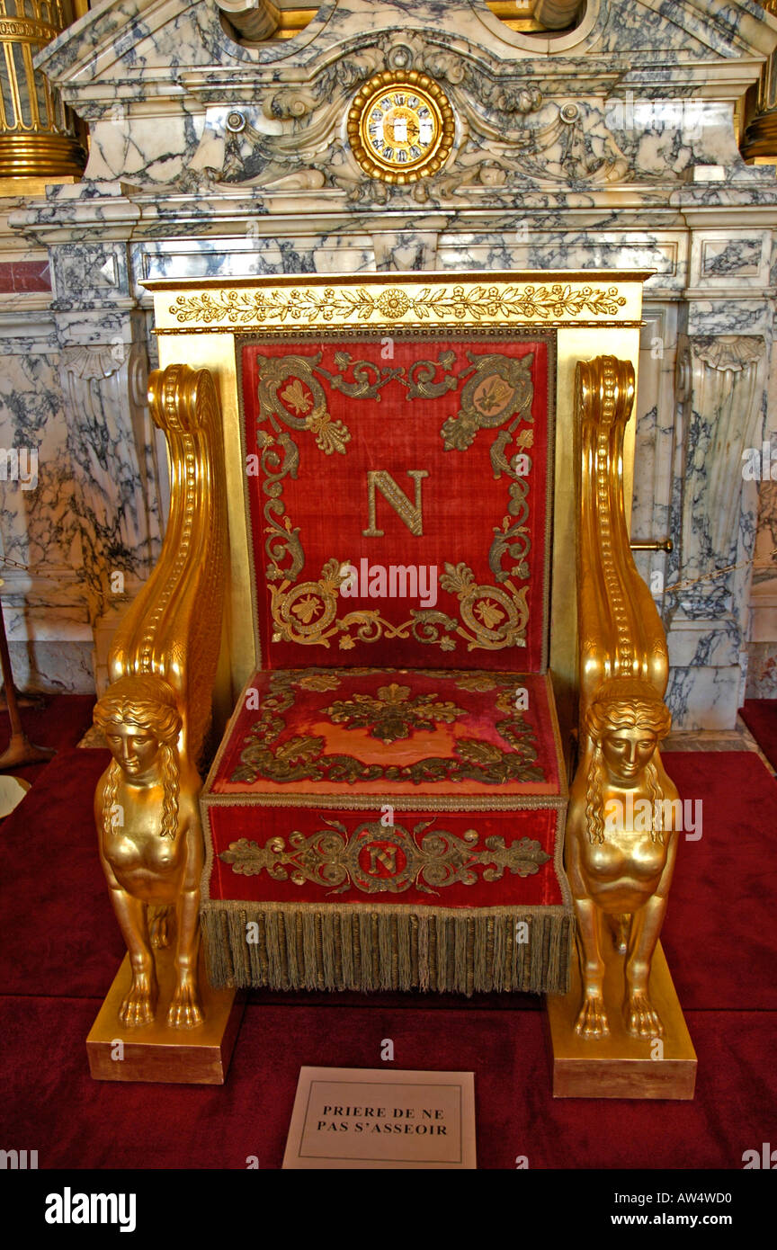 Der Senat Salle des Konferenzen, Napoleon 1er Thron, Paris, Frankreich Stockfoto