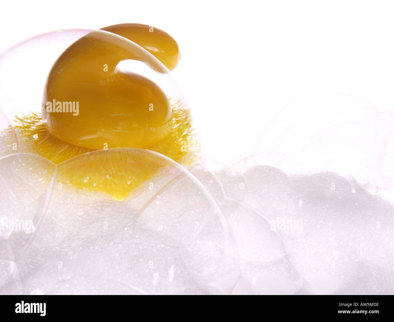 Gericht-Wäscher mit Seifenblasen Stockfoto