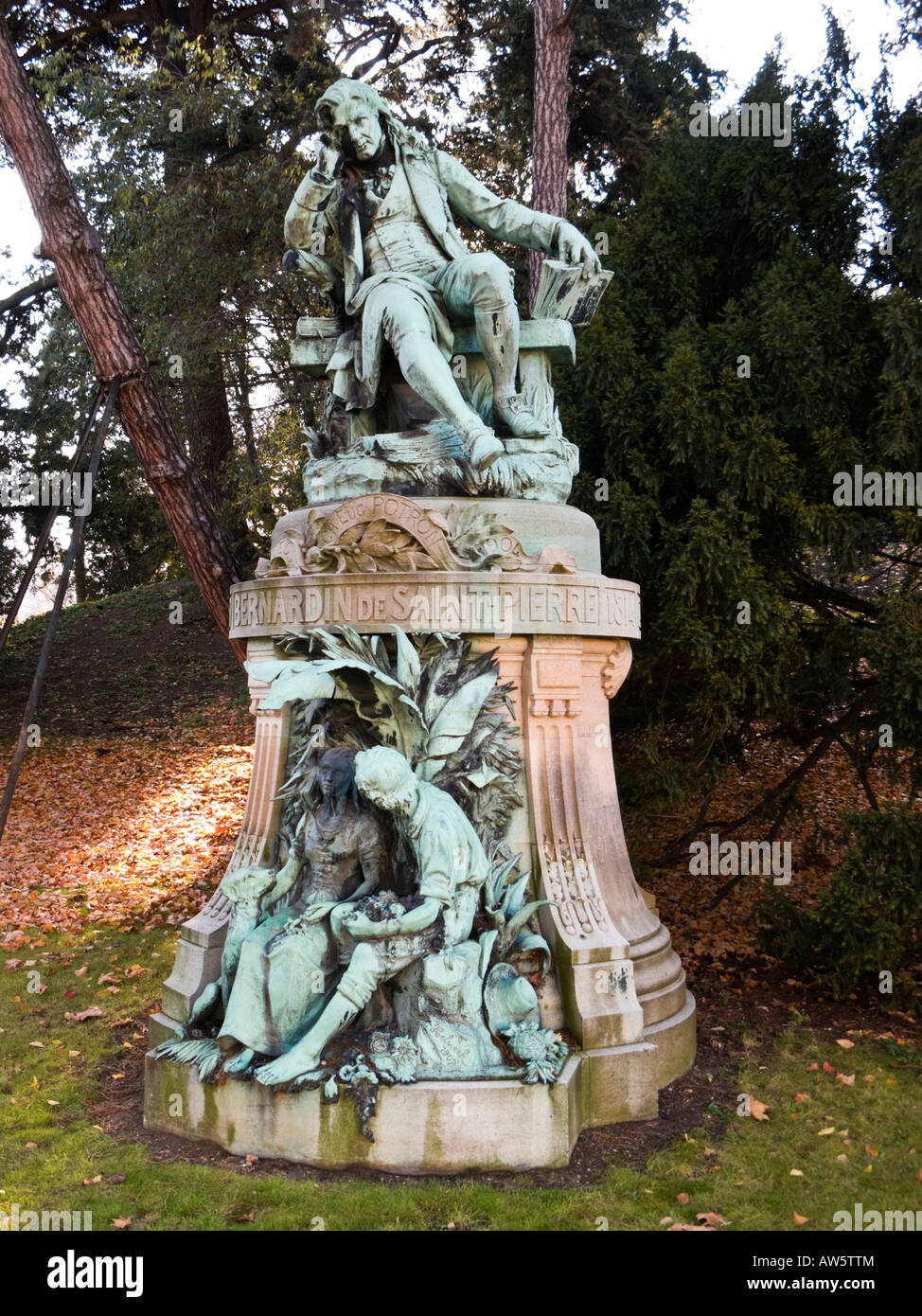 Statue von Jacques Henri Bernardin de Saint-Pierre in den Jardin des Plantes Paris Frankreich Europa Stockfoto