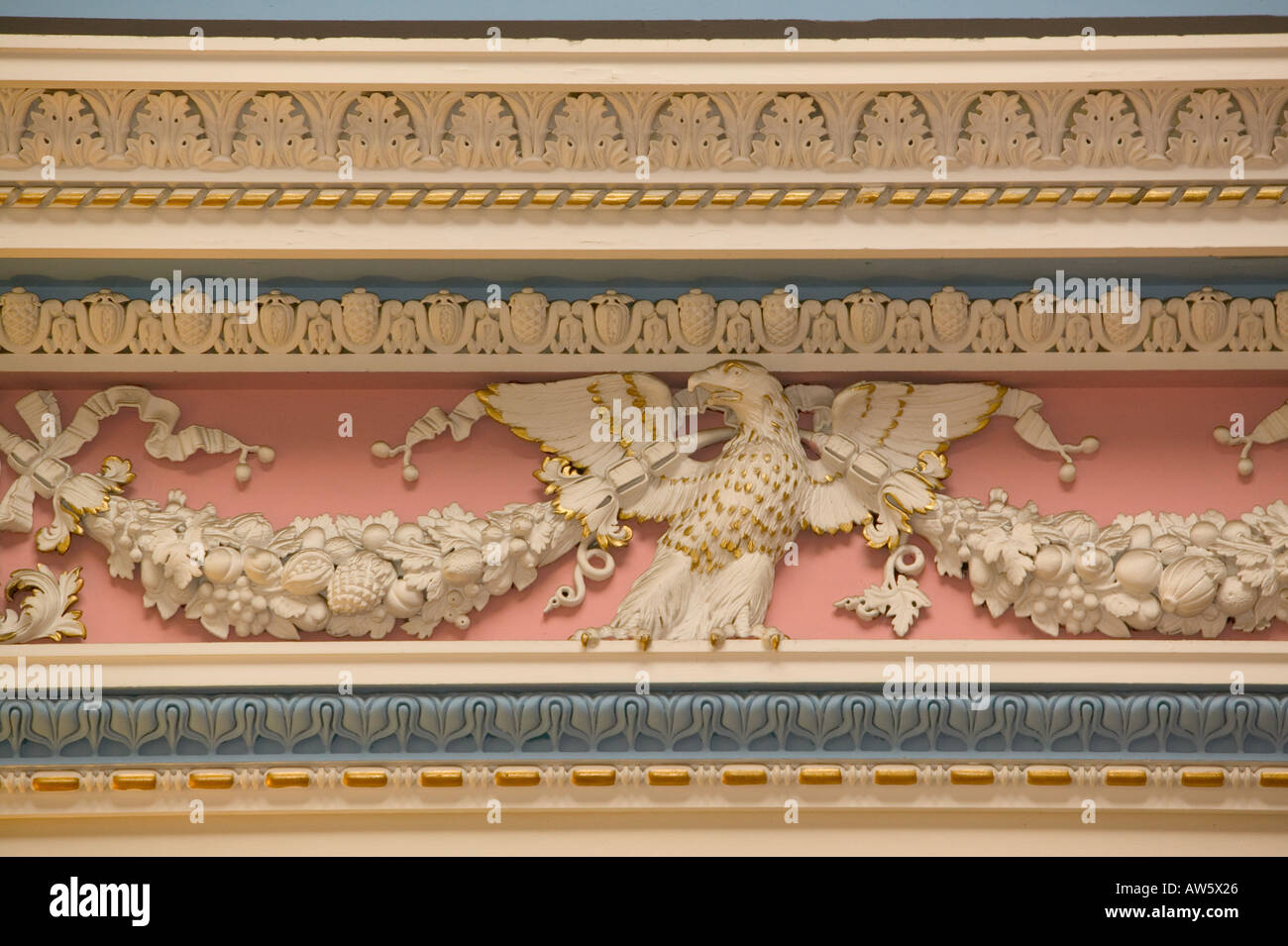 Viktorianische Stuckarbeiten an der Haigh Hall, Wigan, Lancashire, UK Stockfoto