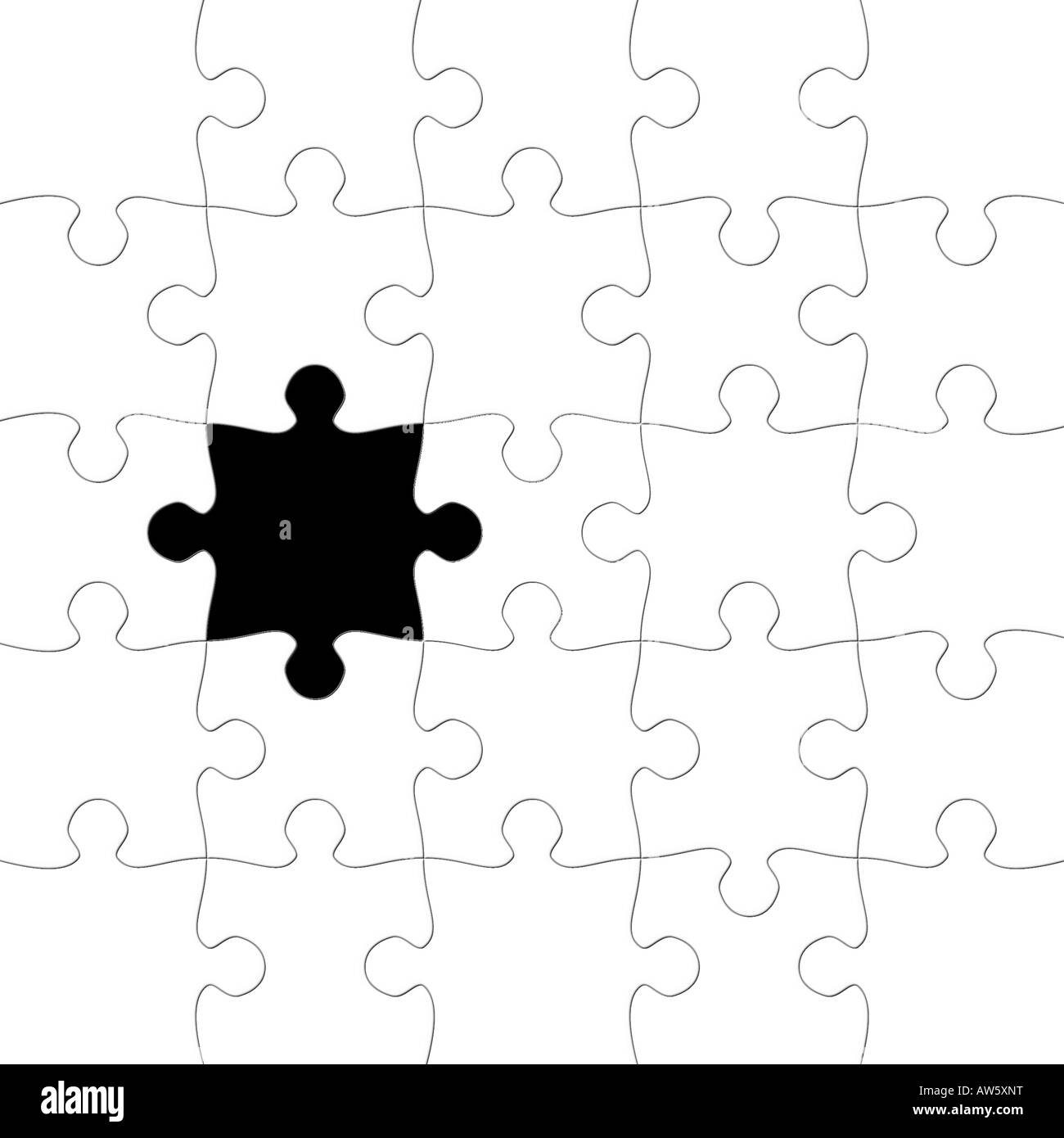 Puzzle mit fehlende Stück in schwarz Stockfoto