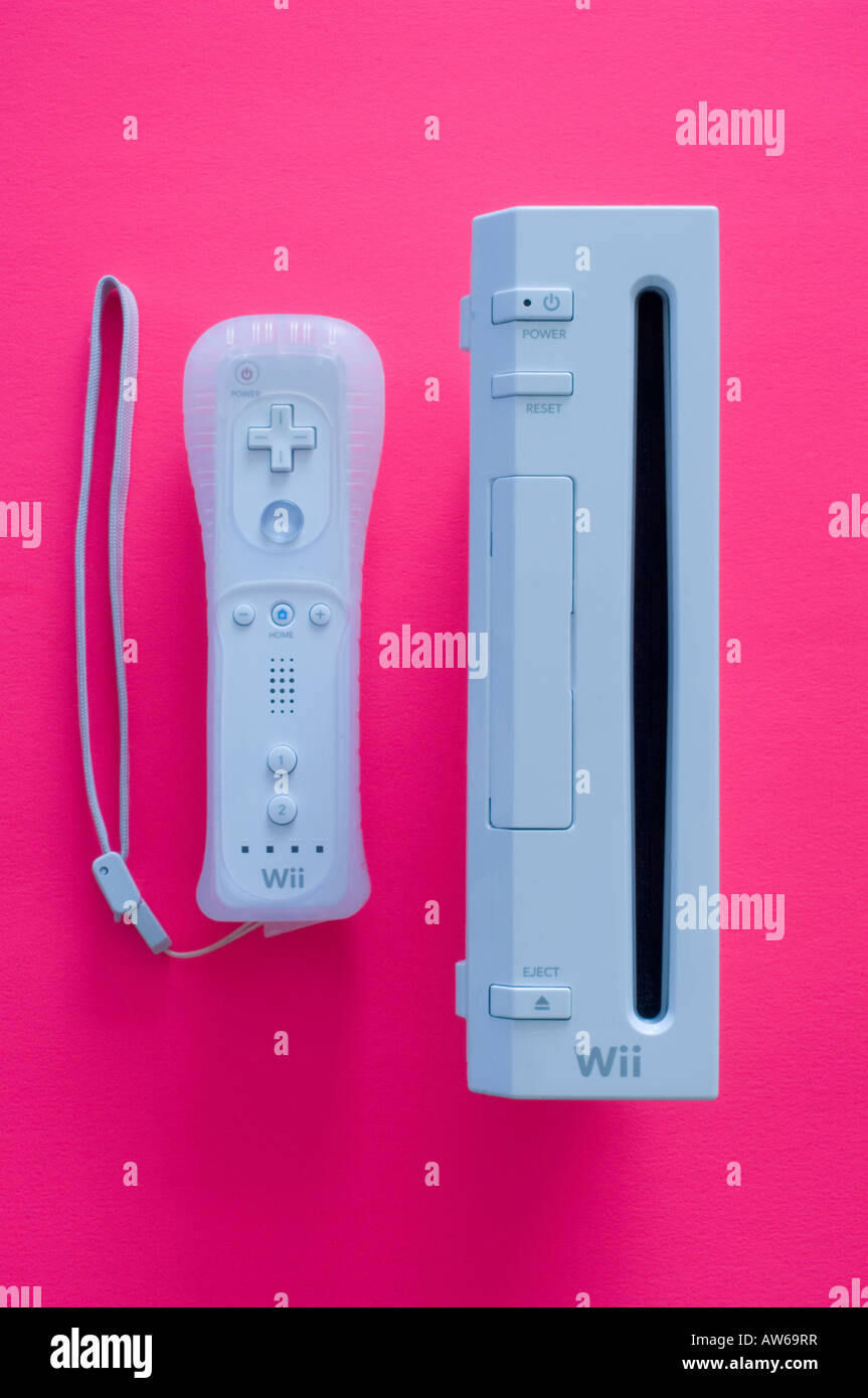 Nintendo Wii-Konsole und Wireless-Controller Fernbedienung Stockfoto