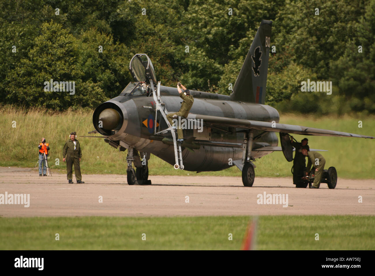 Ein Lightning Überschall Düsenjäger vorbereitet für ein Tätigwerden der "Maschine. Stockfoto