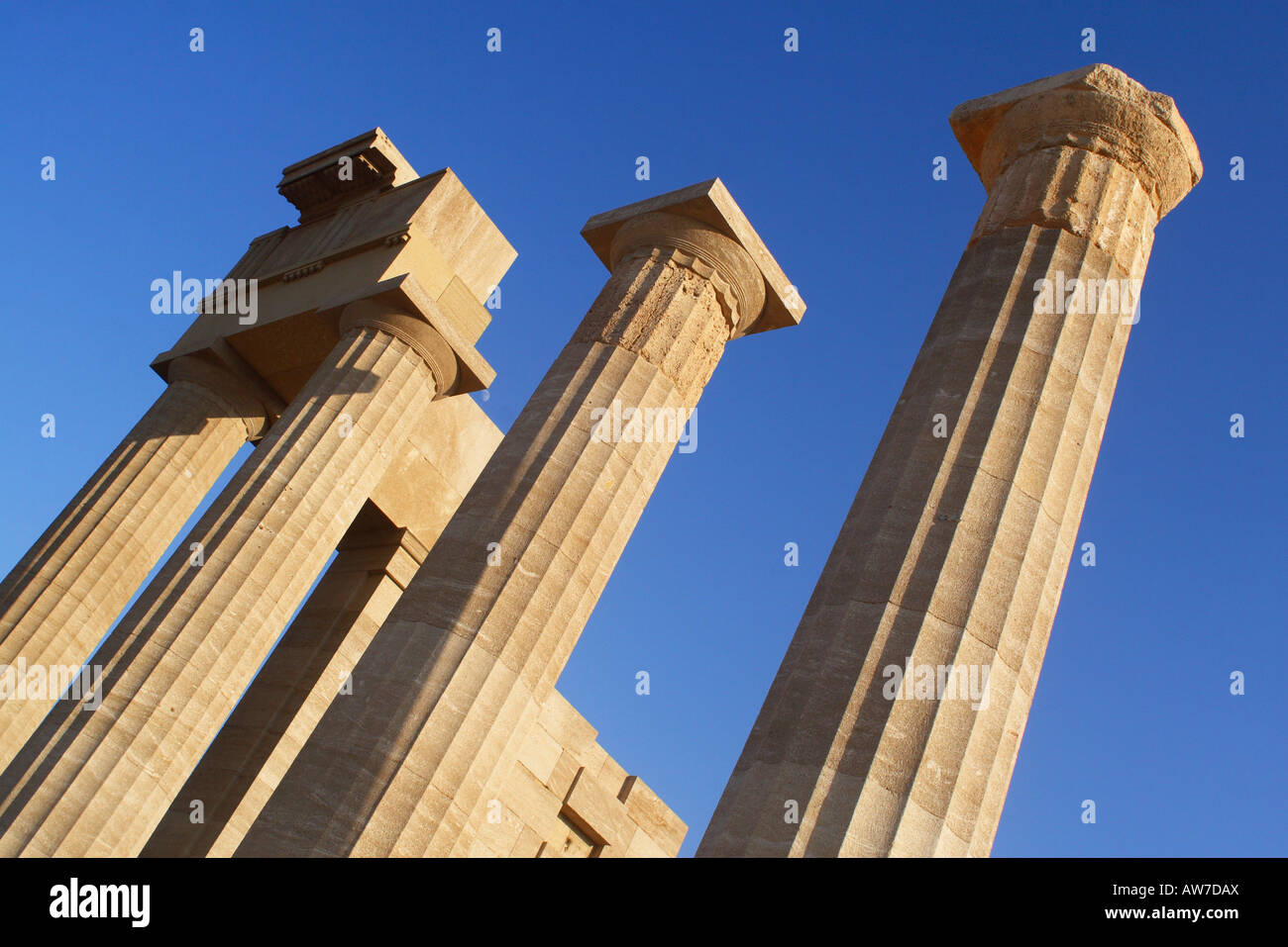 Ruinen der Akropolis Lindos Rhodos Griechenland Stockfoto