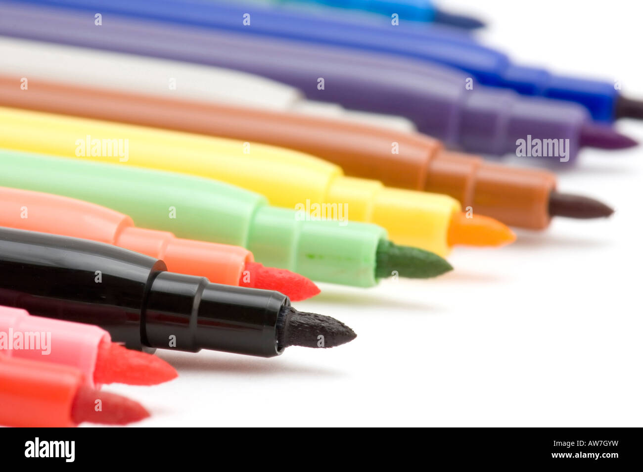 Serie Objekt auf weißen weichen Filzstift Stockfoto