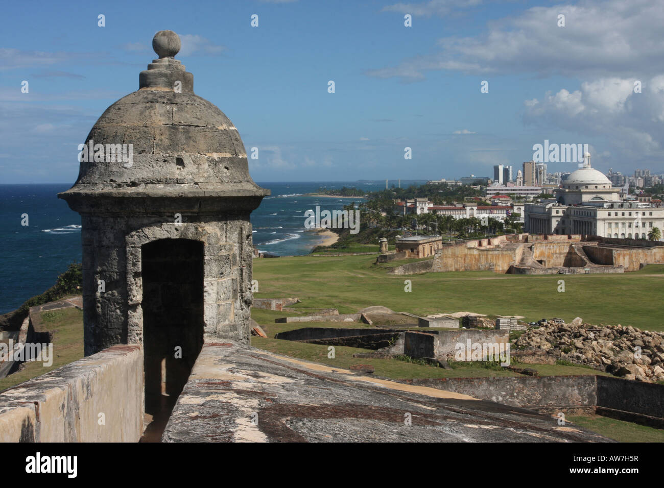 San Juan San Cristobal Fort Wachhäuschen Stockfoto