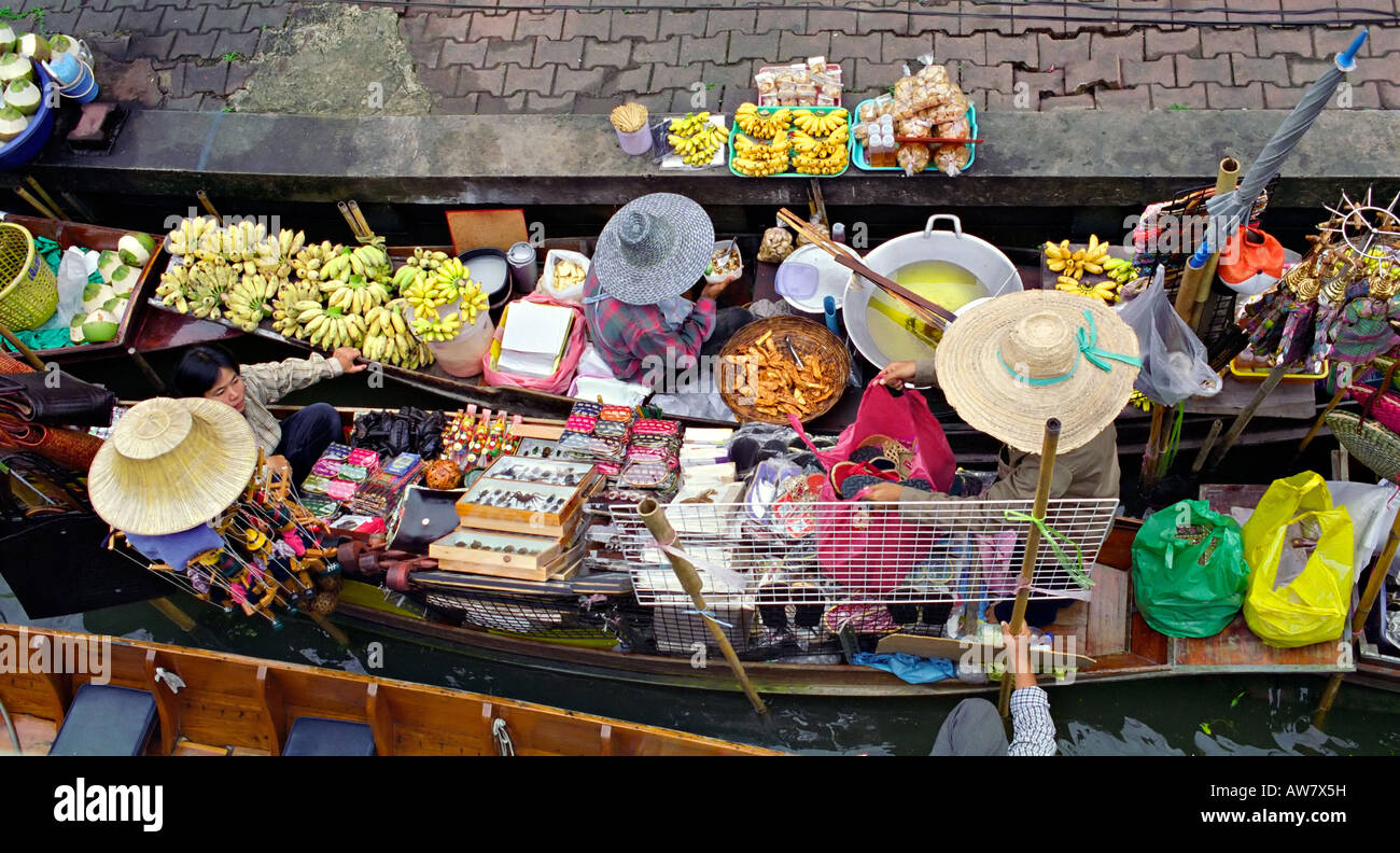 Schwimmenden Markt in Damnon Saduak, Provinz Bangkok, Thailand. Stockfoto