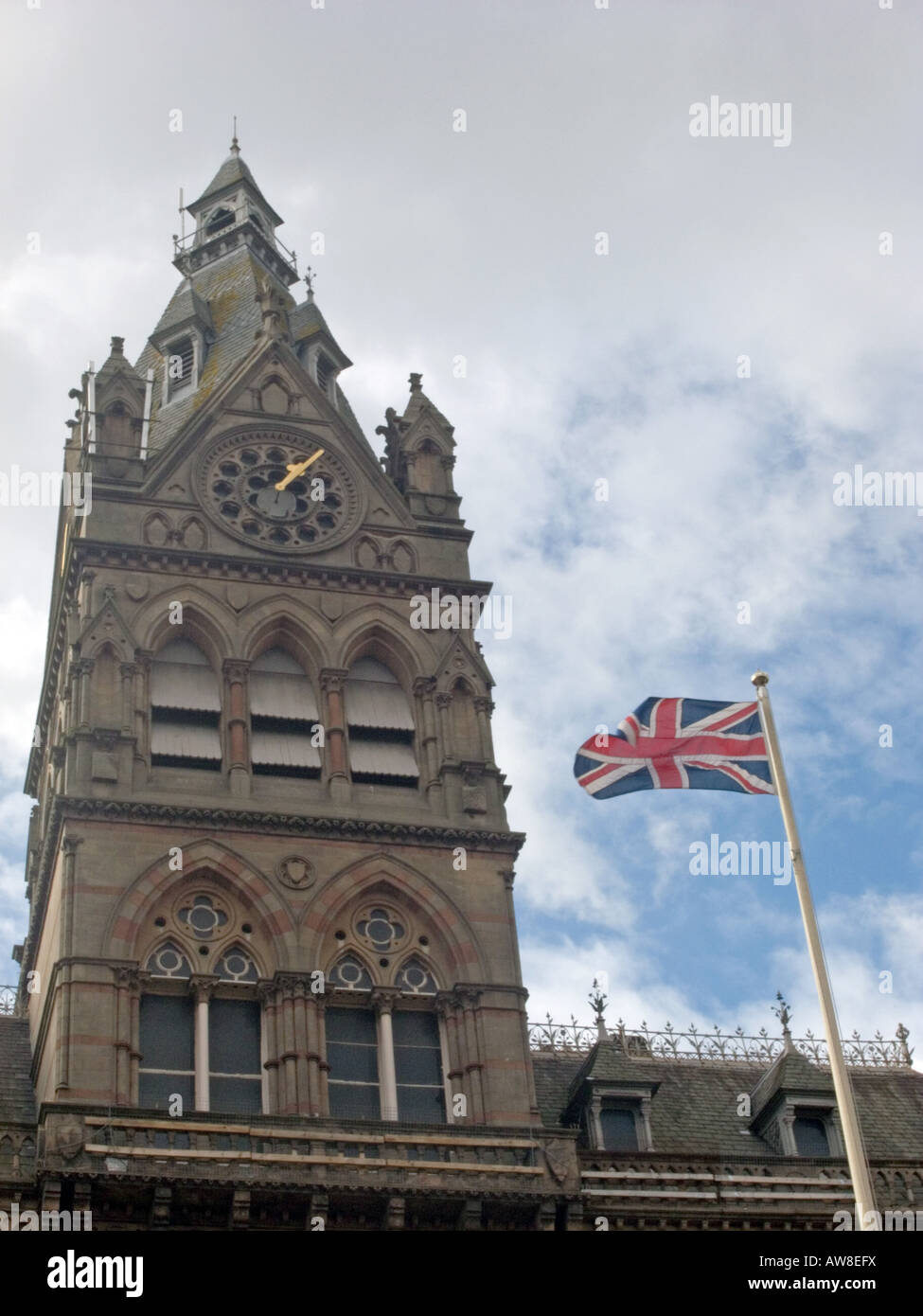 Chester-Rathaus und Anschluß-Markierungsfahne Stockfoto