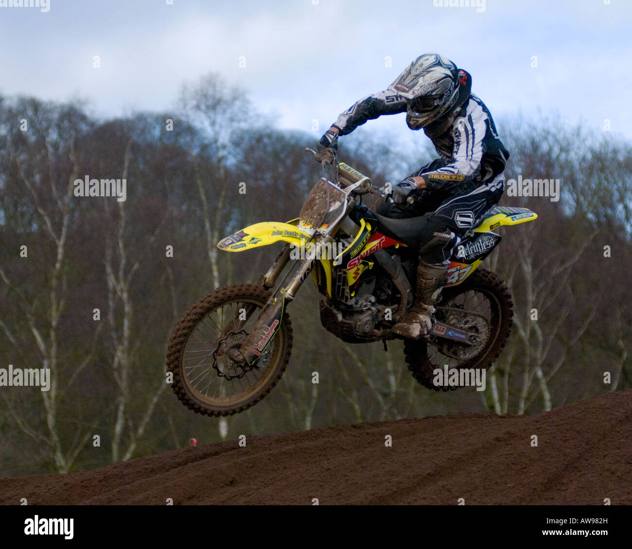 Motocross-Rennen im Hawkstone internationalen Motocross 03.02.08 Stockfoto