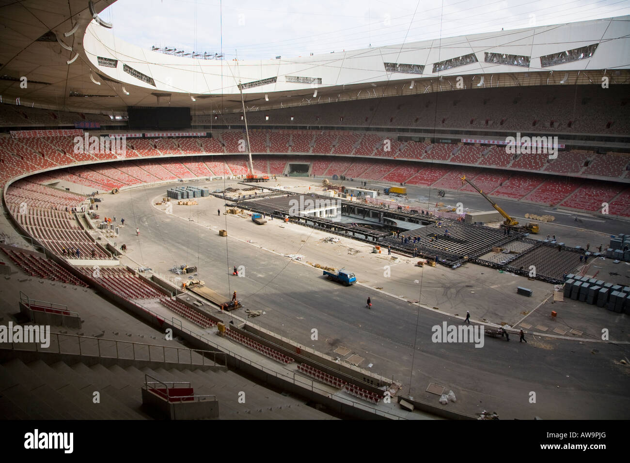 2008 Beijing Olympic National Stadium im Bau Stockfoto