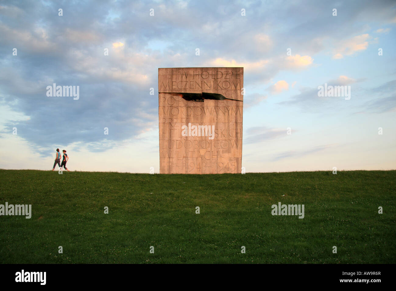 Die Gedenkstätte an der ehemaligen NS-Workcamp in Plaszow, Krakau, Polen. Stockfoto