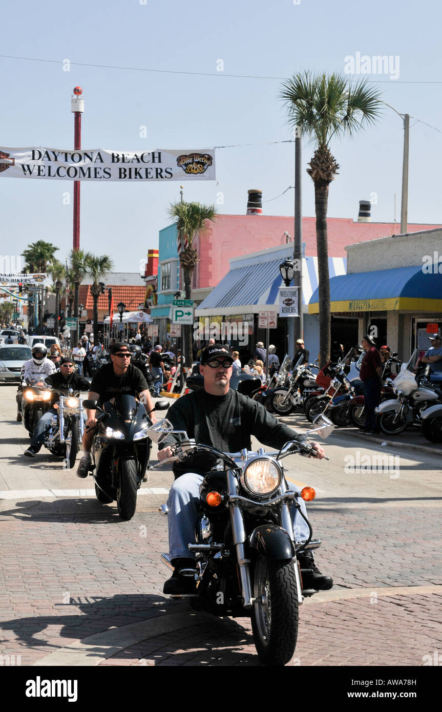 Bikerwoche in Daytona Beach, Vereinigte Staaten von Amerika.  Ein jährliches Treffen der Motorradfahrer Stockfoto