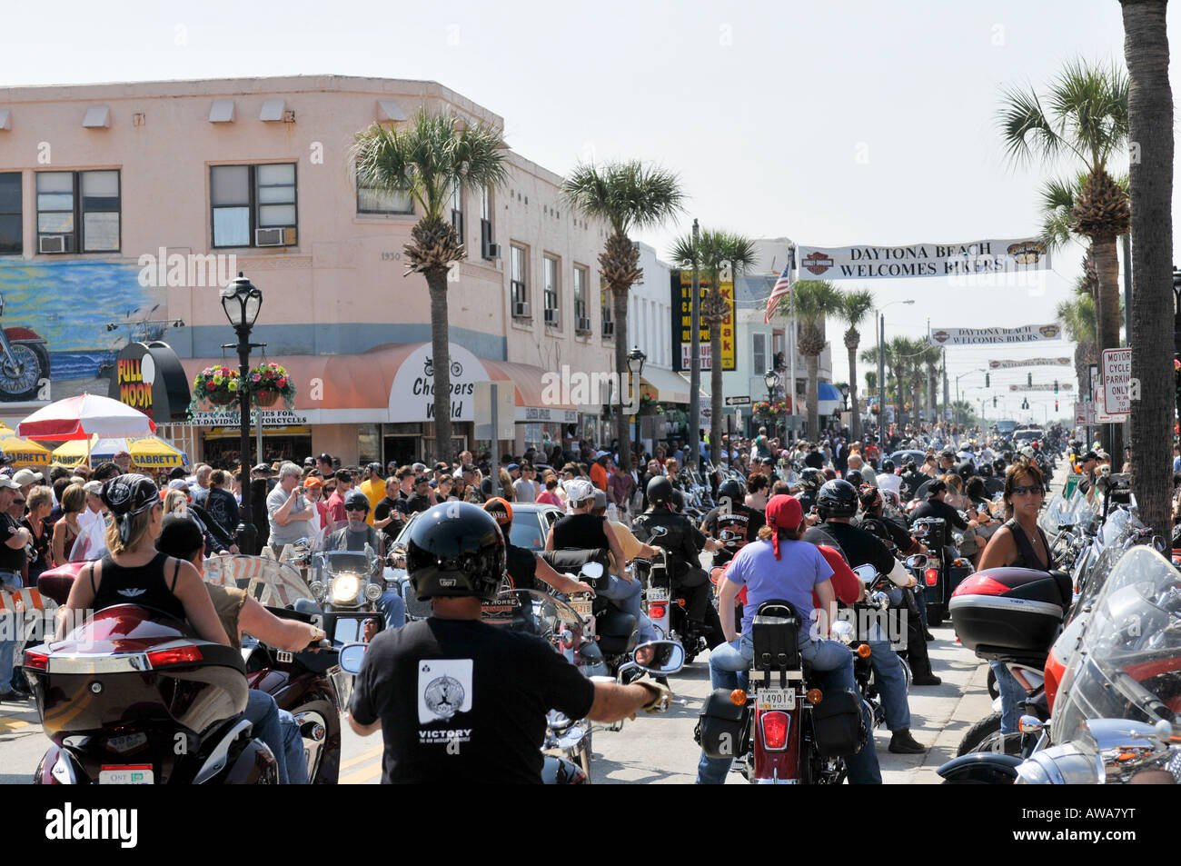 Bikerwoche in Daytona Beach, Vereinigte Staaten von Amerika.  Ein jährliches Treffen der Motorradfahrer. Stockfoto