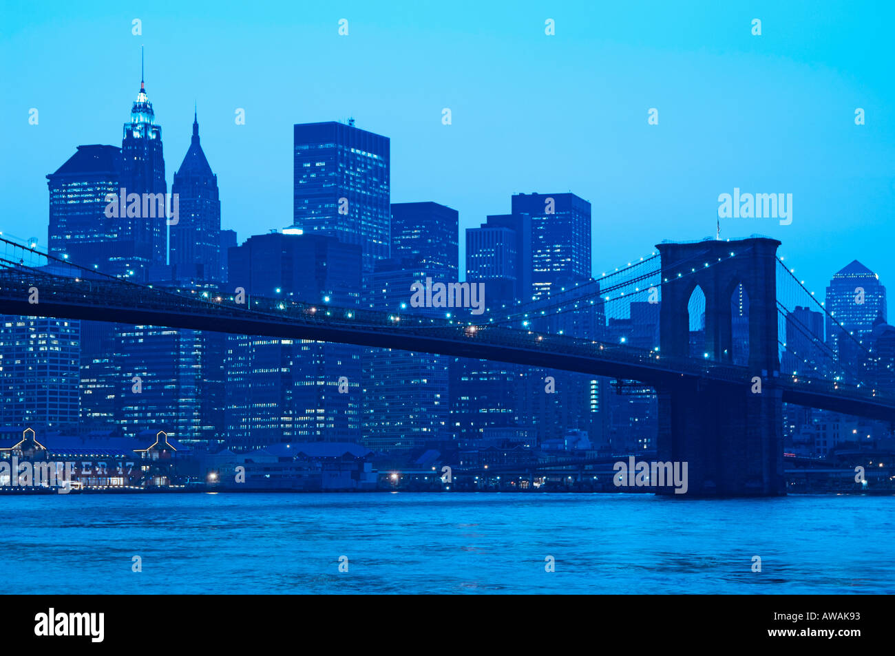 Unteren New York und Brooklyn Bridge New York NY Stockfoto