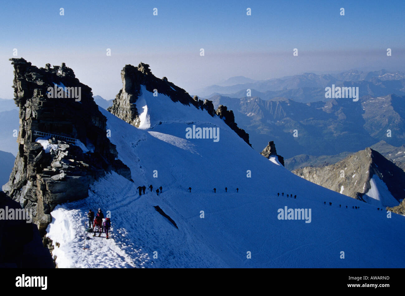 Nähert sich des Gipfels des Gran Paradiso (4061m), Italien Stockfoto