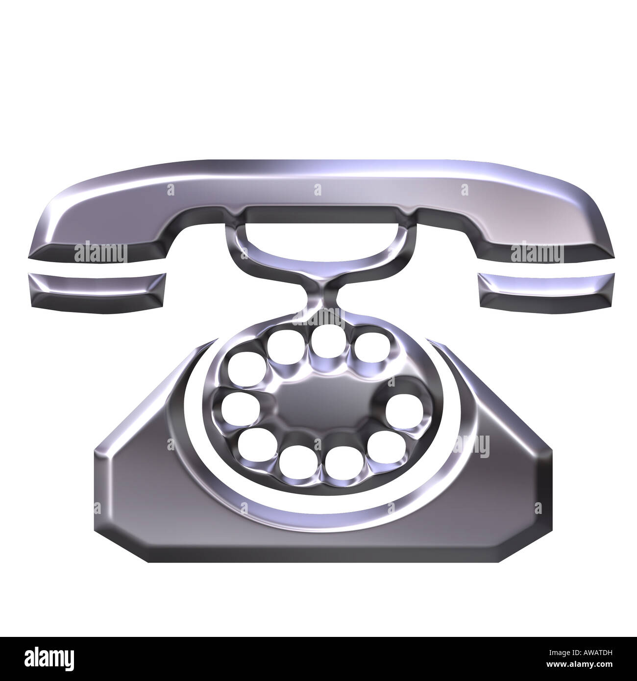 3D Silber Antik Telefon Stockfoto