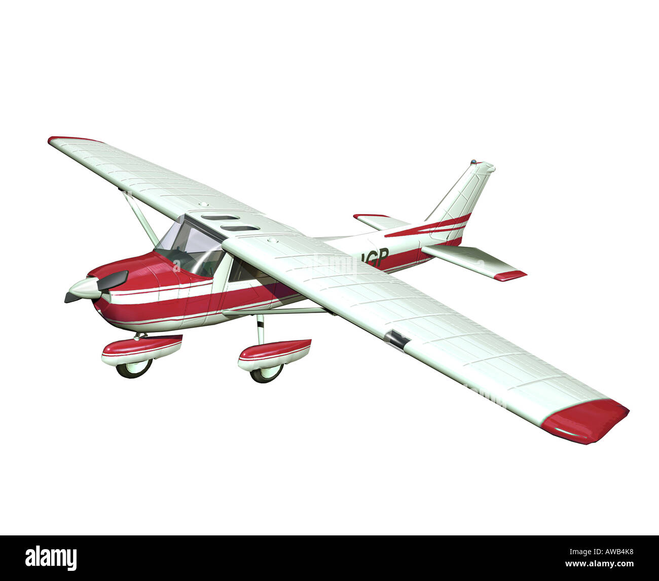 kleines Flugzeug auf weißem Hintergrund Stockfoto