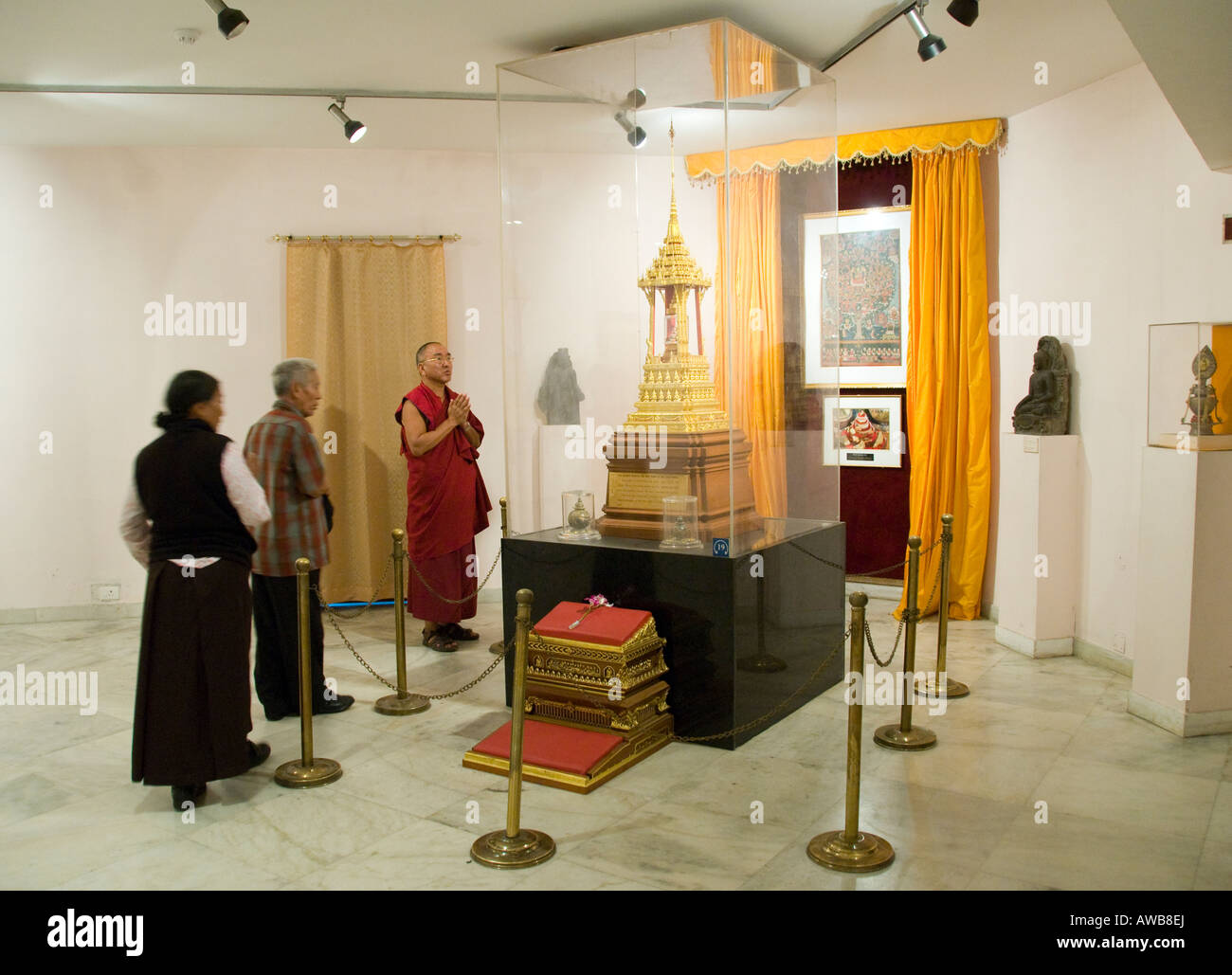 Dieser Pavillon verankert sind die Heiligen Reliquien des Buddha im Nationalmuseum in Delhi in Indien Stockfoto
