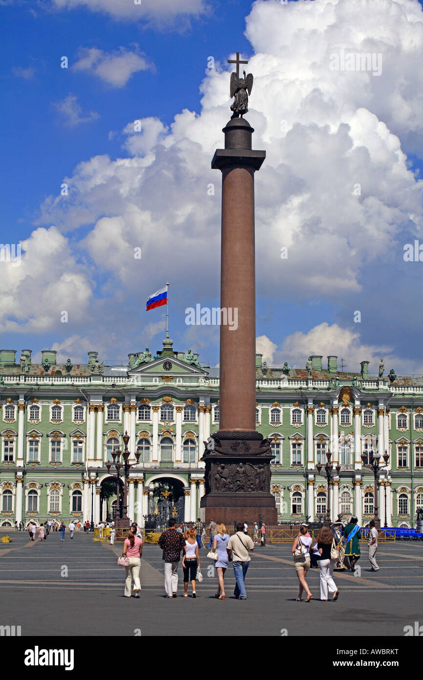 Russland, St. Petersburg, Eremitage, Winterpalast, Alexander-Säule Stockfoto