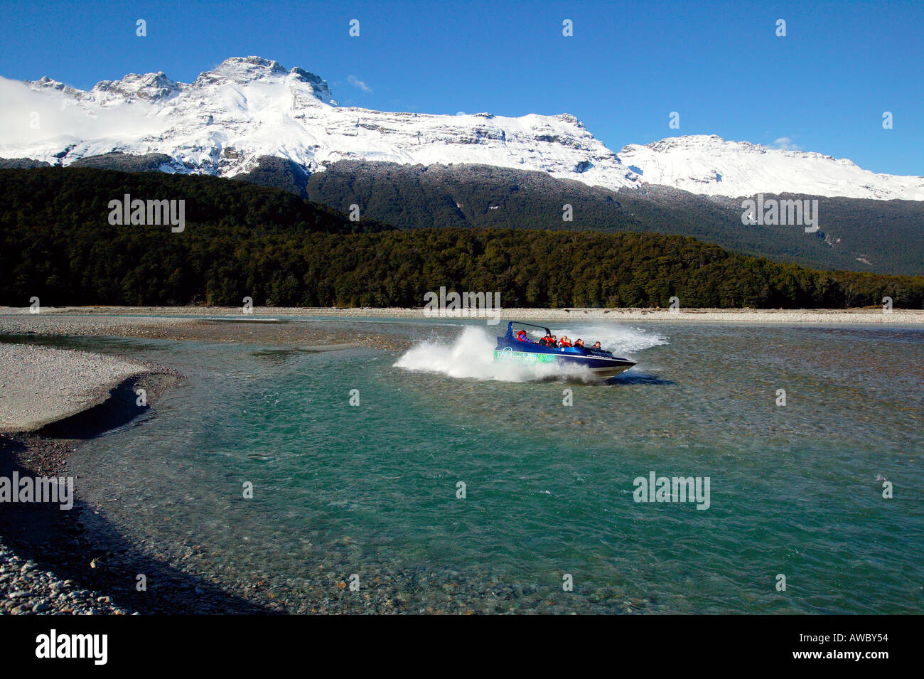 Dart River Jet Glenorchy Neuseeland Modell veröffentlicht Stockfoto