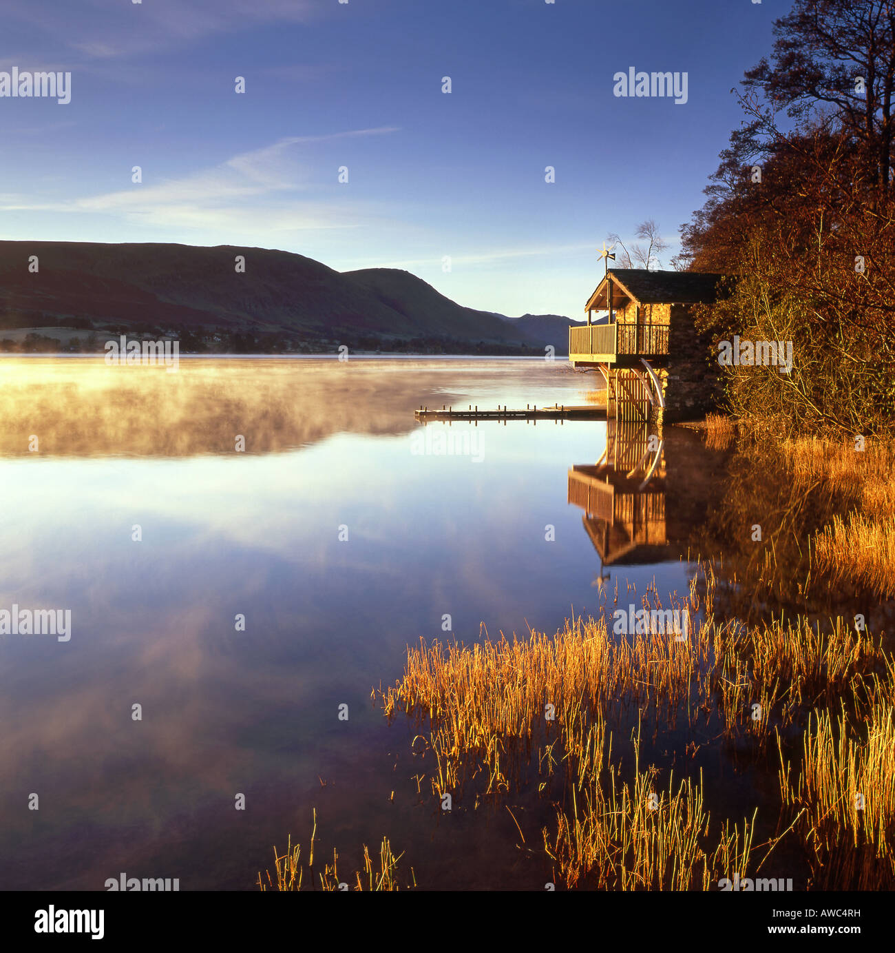 Pooley Bridge Bootshaus am Ullswater, Nationalpark Lake District, Cumbria, England, UK Stockfoto