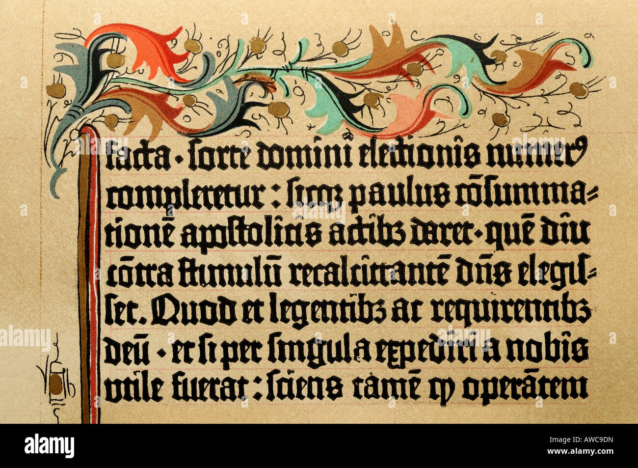 Facsilime Reproduktion der lateinischen Gutenberg 42line Bibel von rund 1455 Stockfoto