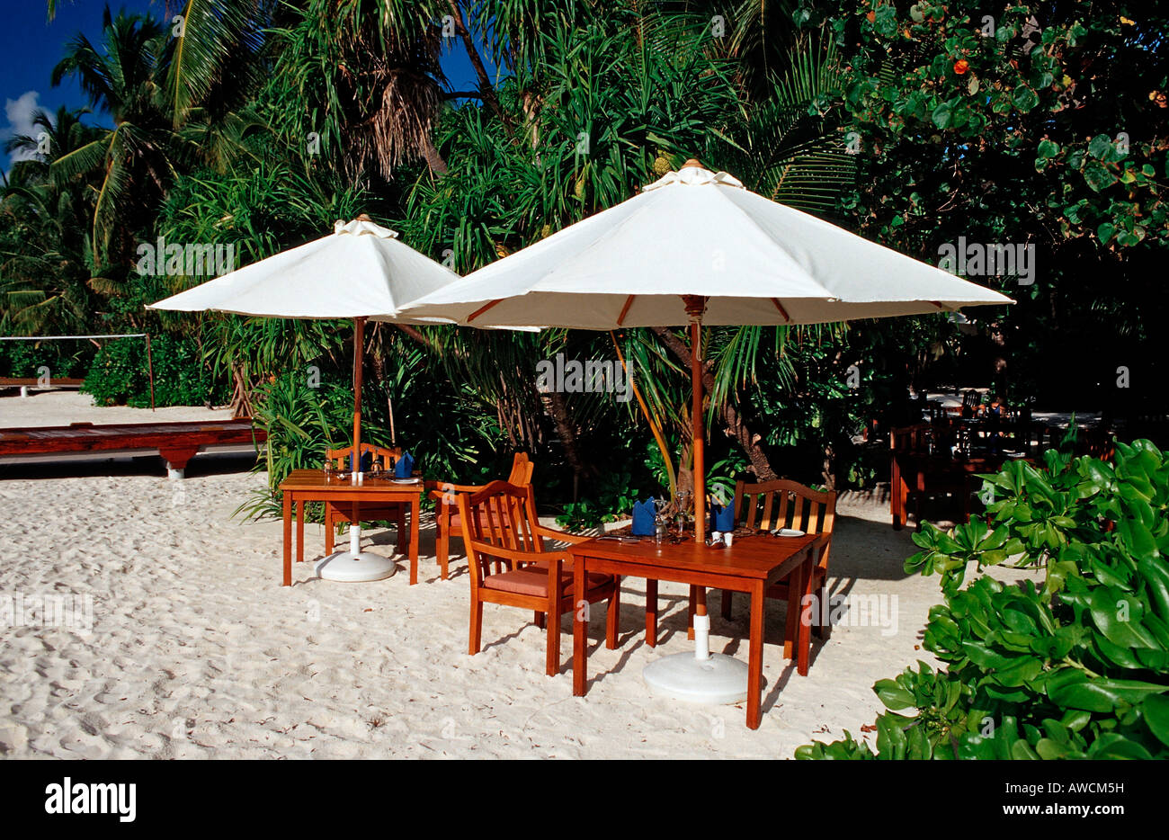 Beachbar auf maledivische Insel Malediven Indischer Ozean Medhufushi Meemu Atoll Stockfoto