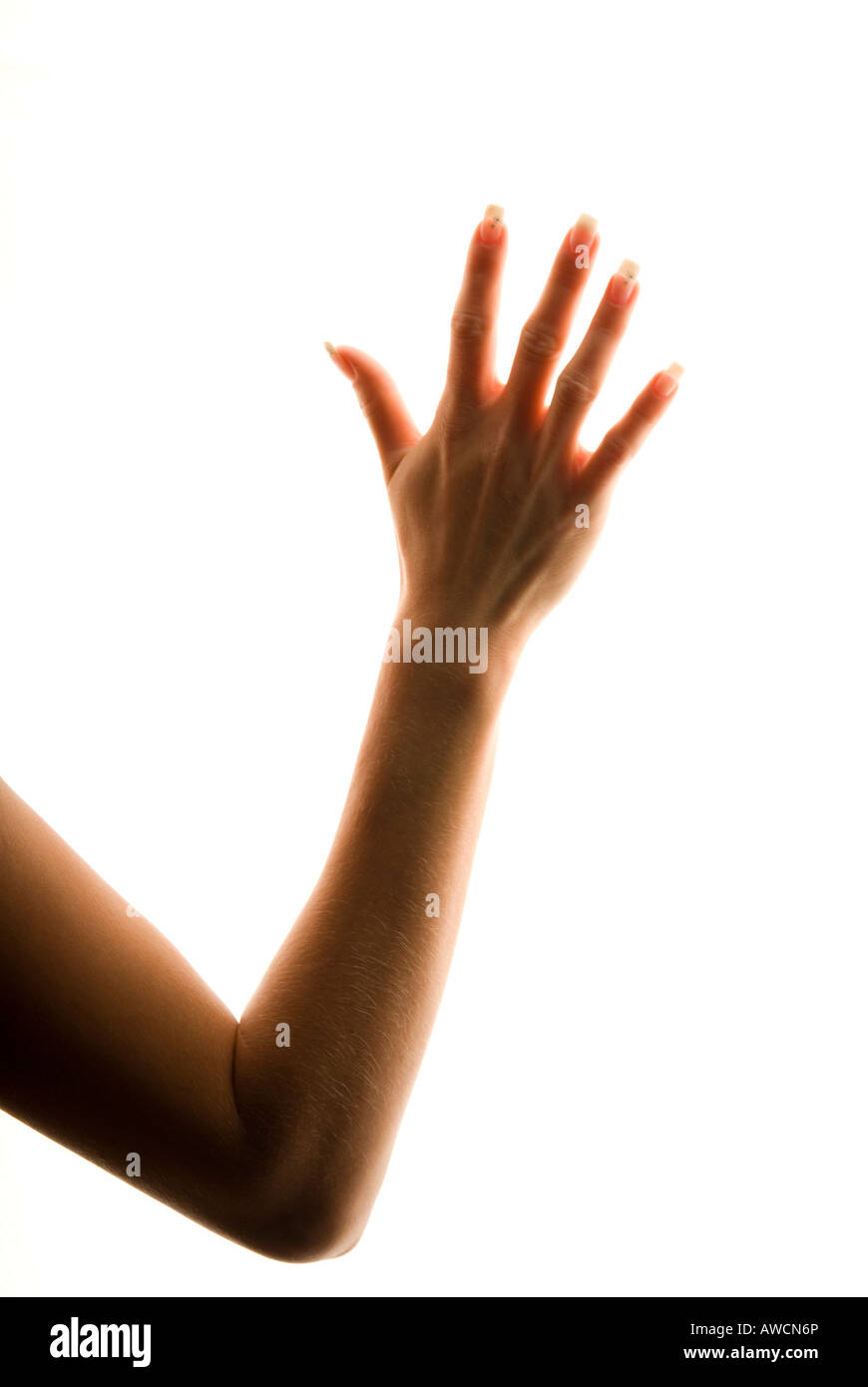 Weiblichen Arm, Hintergrundbeleuchtung Stockfoto