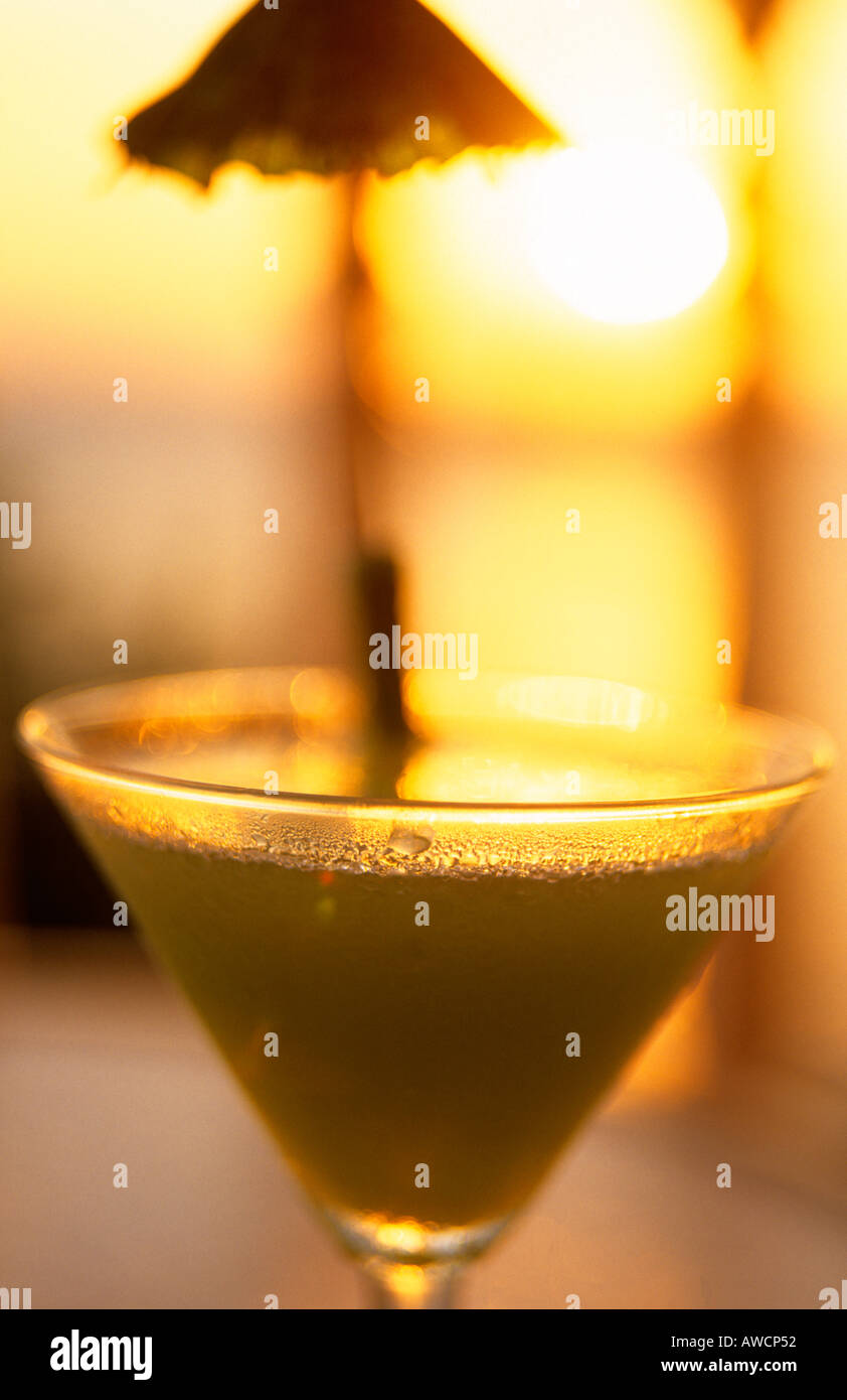 Karibik Dominikanische Republik Nahaufnahme von einem gelben cocktail Stockfoto