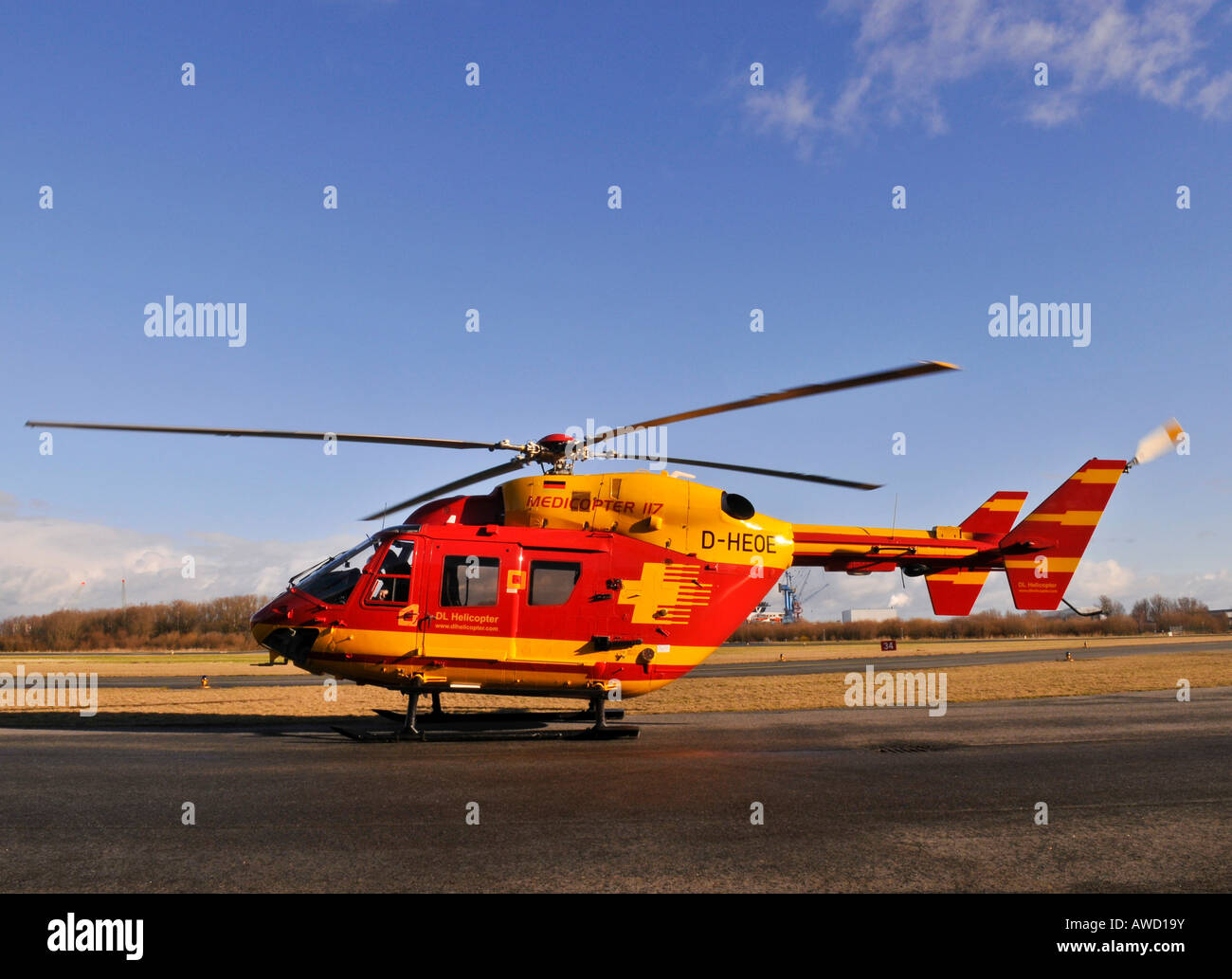 Eurocopter Medicopter BK 117 nach der Landung Stockfoto