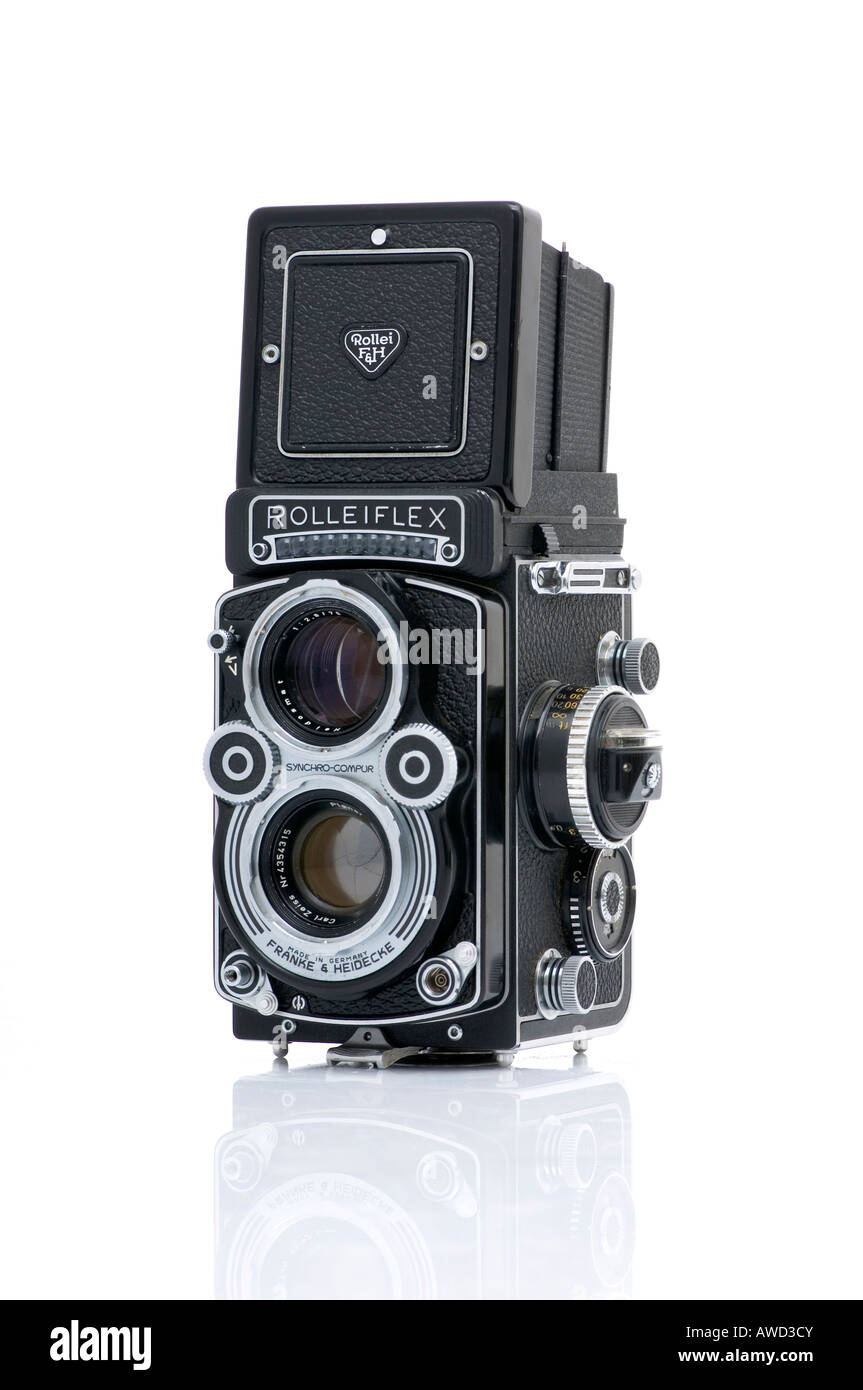 Rolleiflex, Doppelkamera Objektiv Mittelformat (MF) Stockfoto