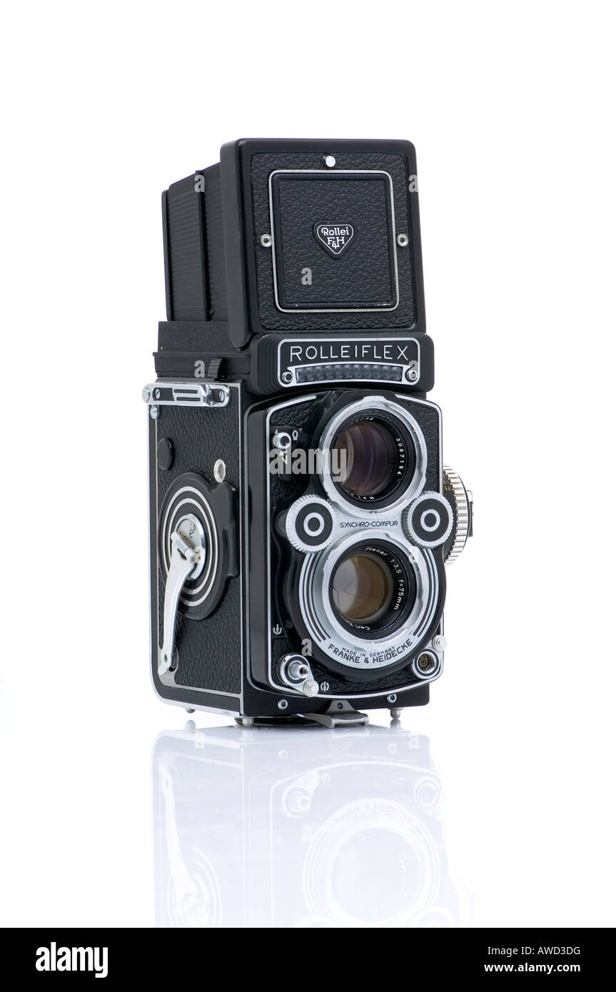 Rolleiflex, Doppelkamera Objektiv Mittelformat (MF) Stockfoto