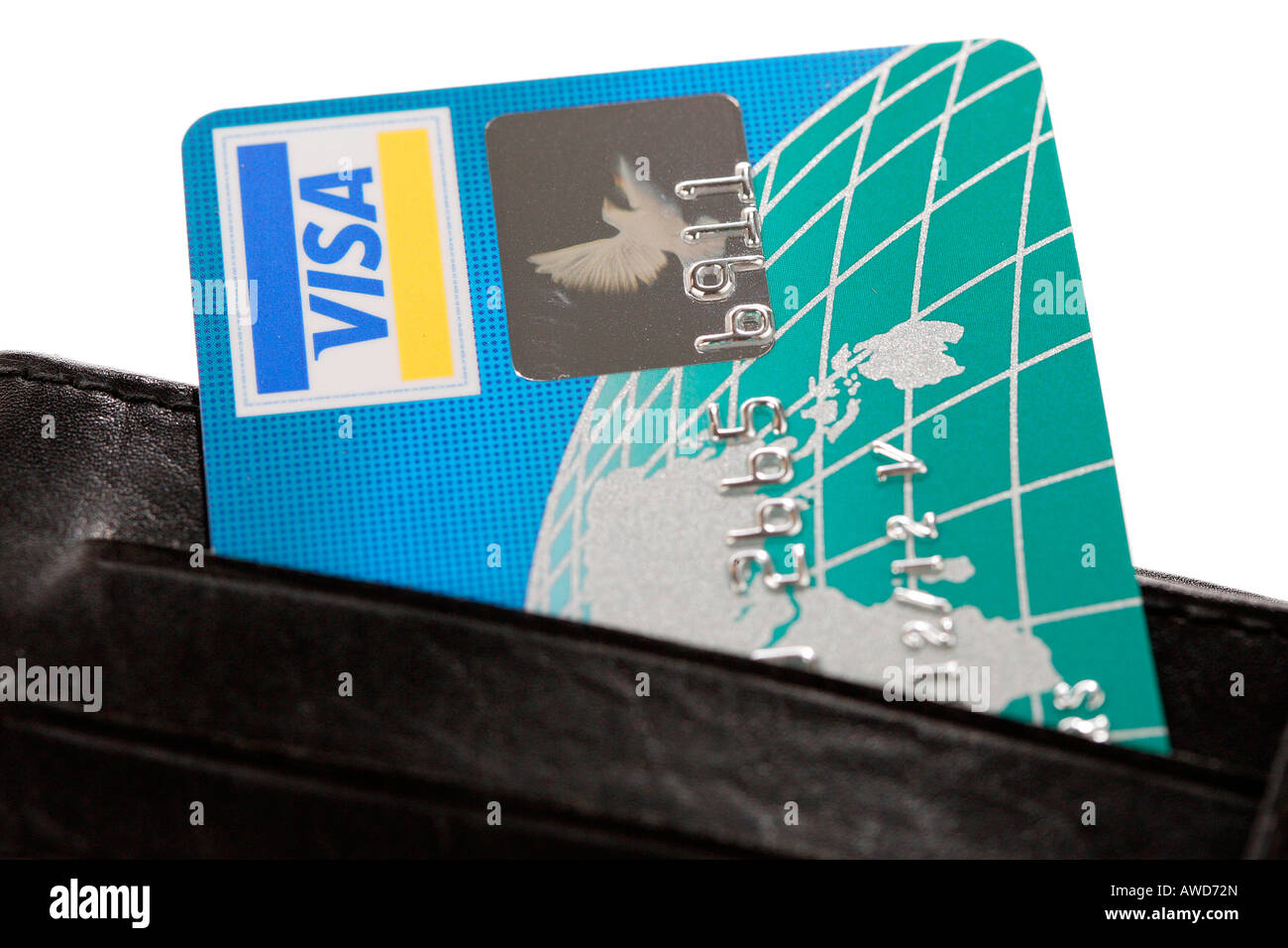 VISA-Kreditkarte in einem Geldbeutel Stockfoto