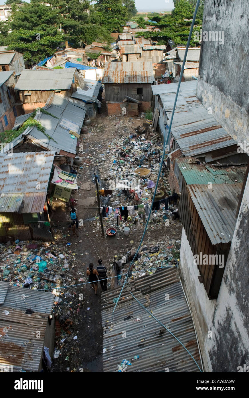 Dey Krahom Slumgebiet, Phnom Phen, Kambodscha Stockfoto