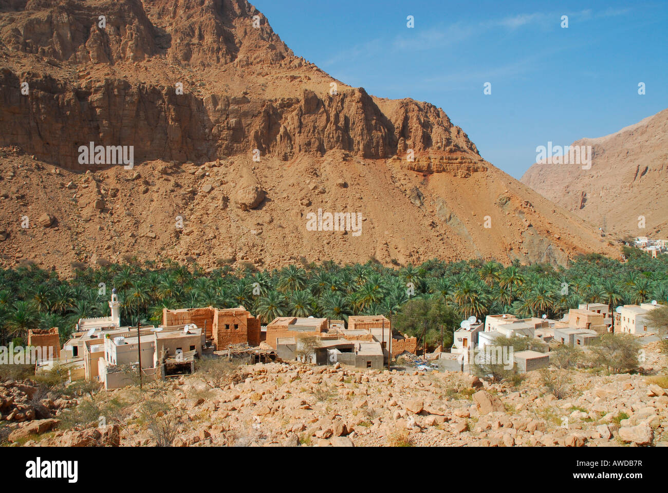 Bergdorf in der Nähe von Qalhat, Oman Stockfoto