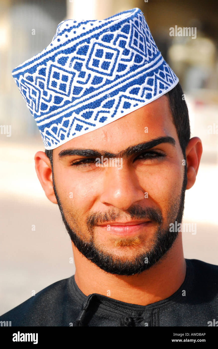 Junger Mann mit typischen Kappe, Muscat, Oman Stockfoto