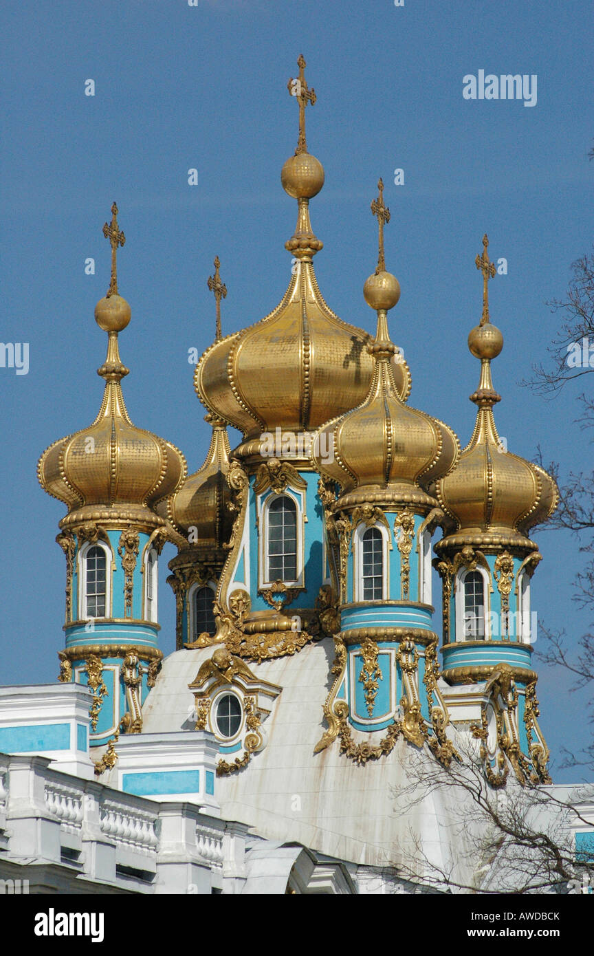 Türme der Palast Katharina, Puschkin in der Nähe von St. Petersburg, Russland Stockfoto