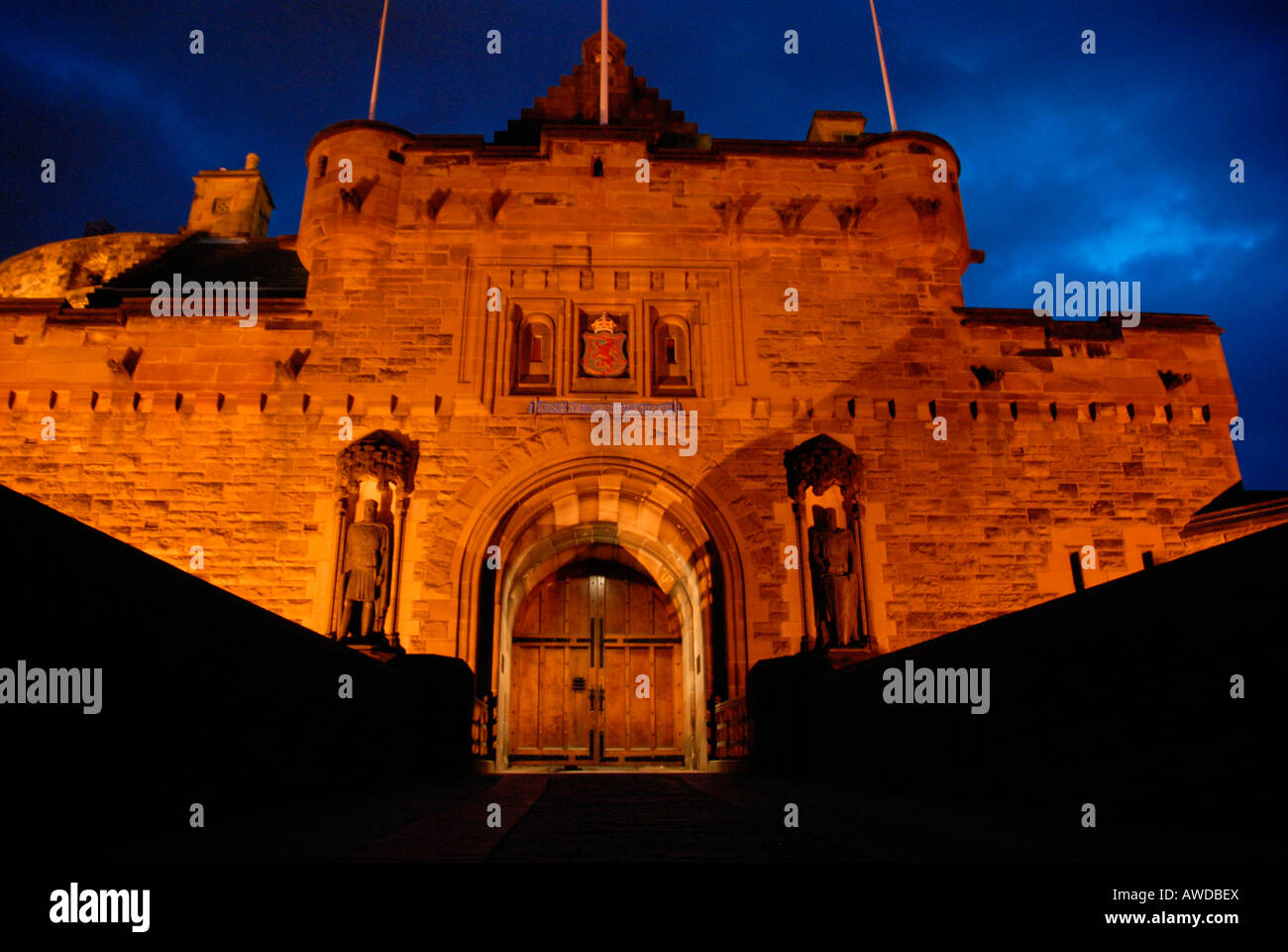 Edinburgh Castle in der Nacht, Edinburgh, Schottland Stockfoto