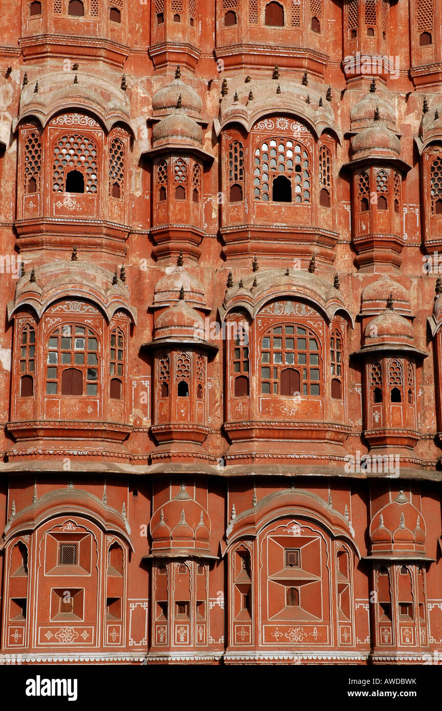 Fassade des Palastes der Winde in Jaipur, Rajasthan, Indien Stockfoto