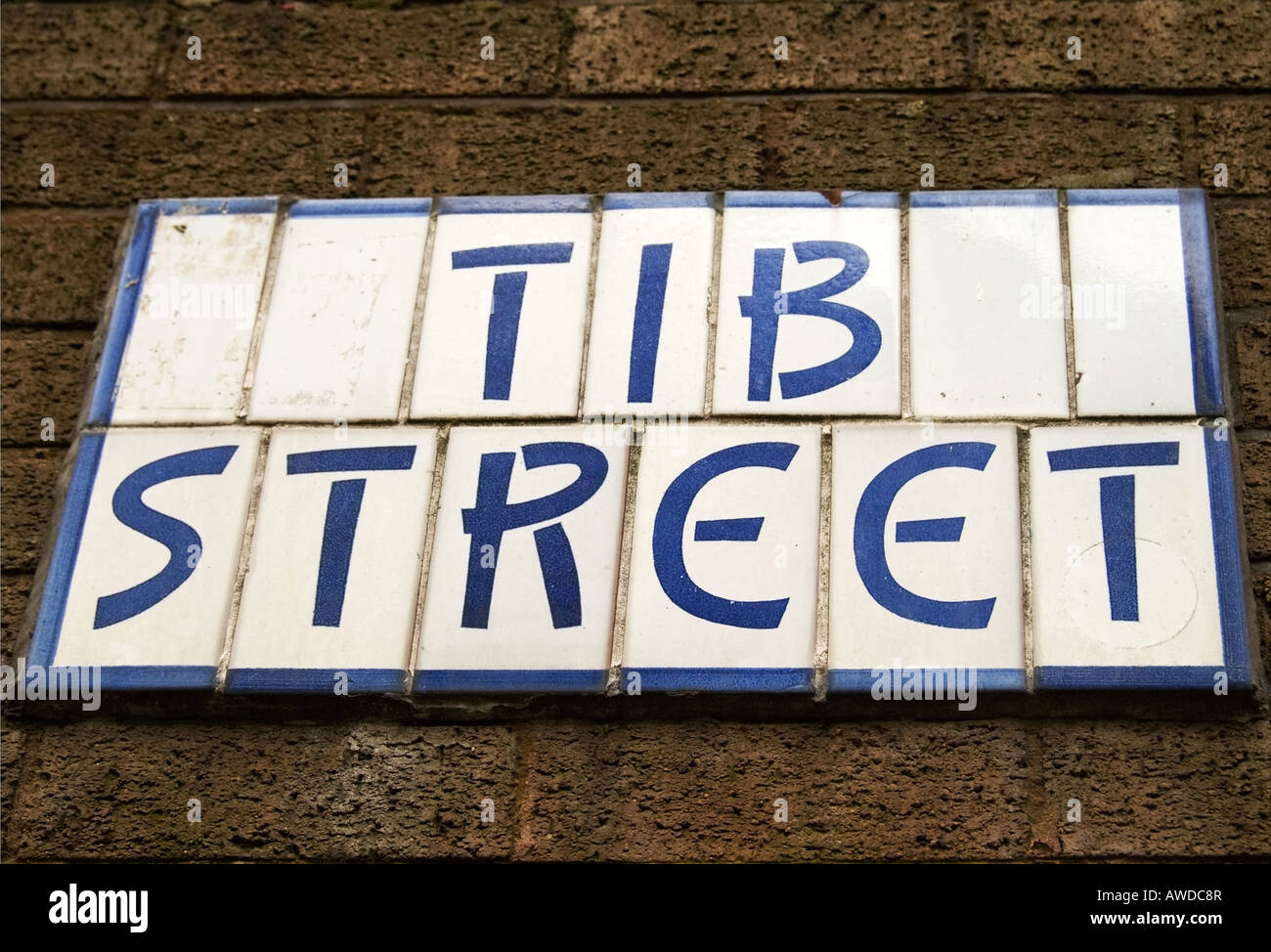 TIB Straßenschild, Manchester Stockfoto